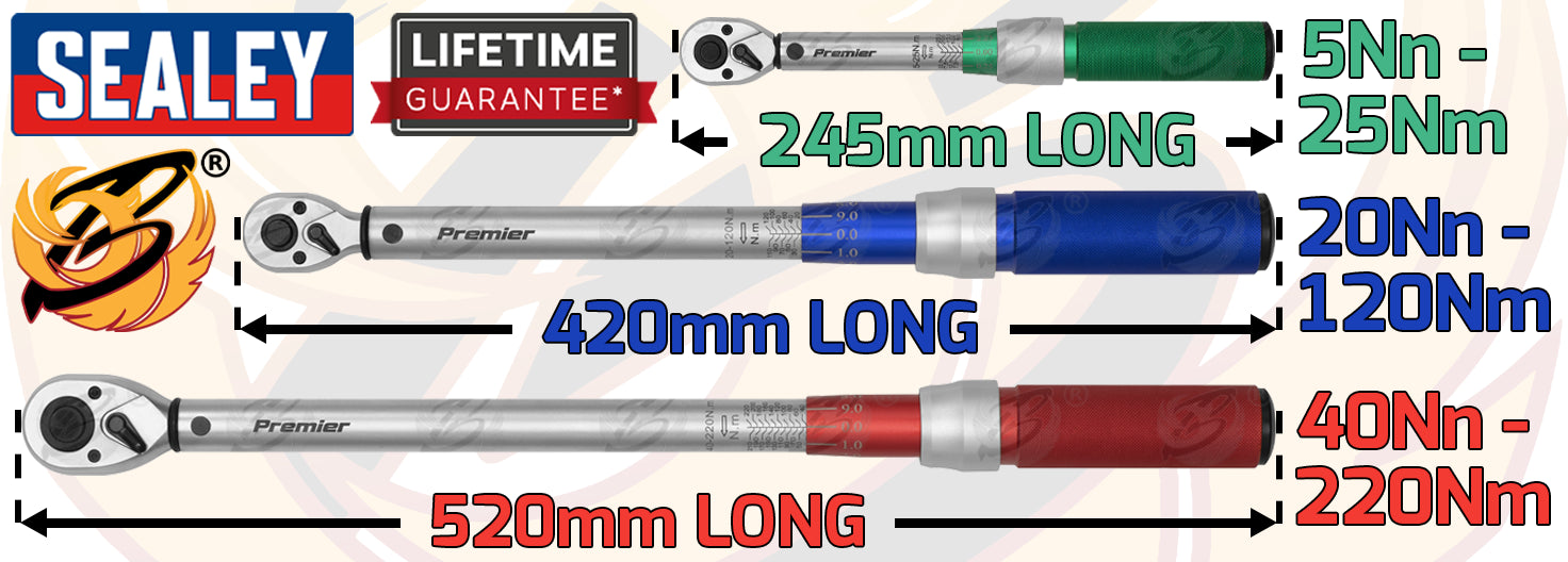SEALEY 3PCS 1/4" & 3/8" & 1/2" DRIVE CALIBRATED TORQUE WRENCH SET
