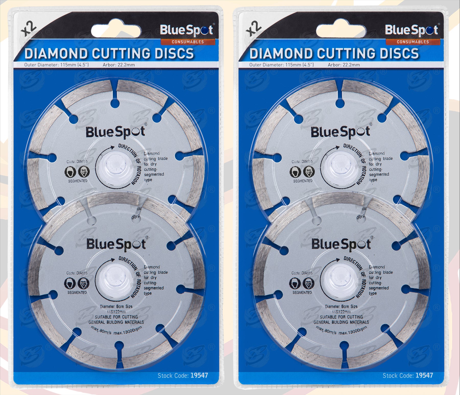 BLUESPOT 4.5" ( 115MM ) DIAMOND CUTTING DISCS ( X 4 )