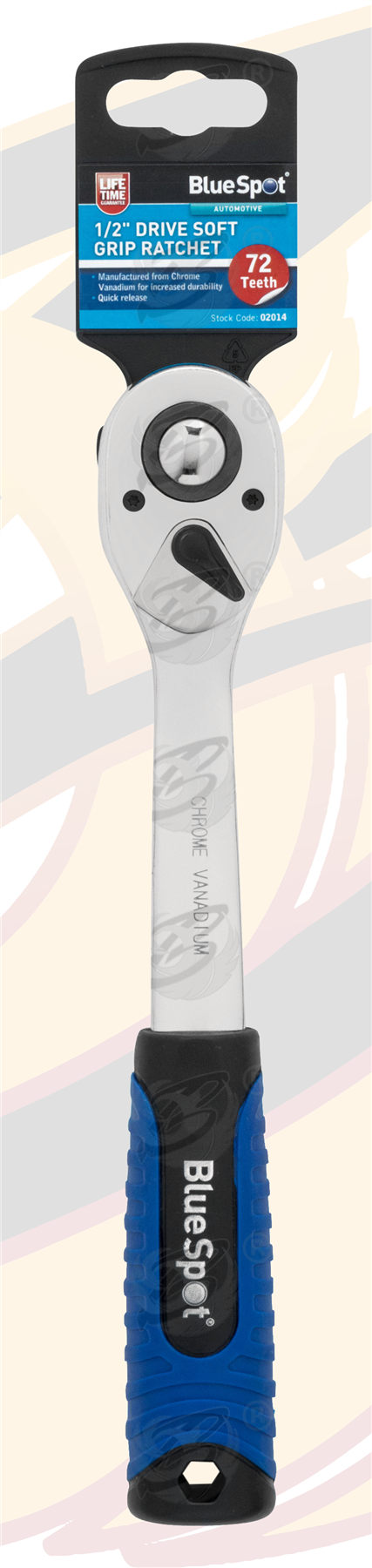 BlueSpot 1/2" Drive 72 Tooth Soft Grip Curved Ratchet Handle ( 02014 )