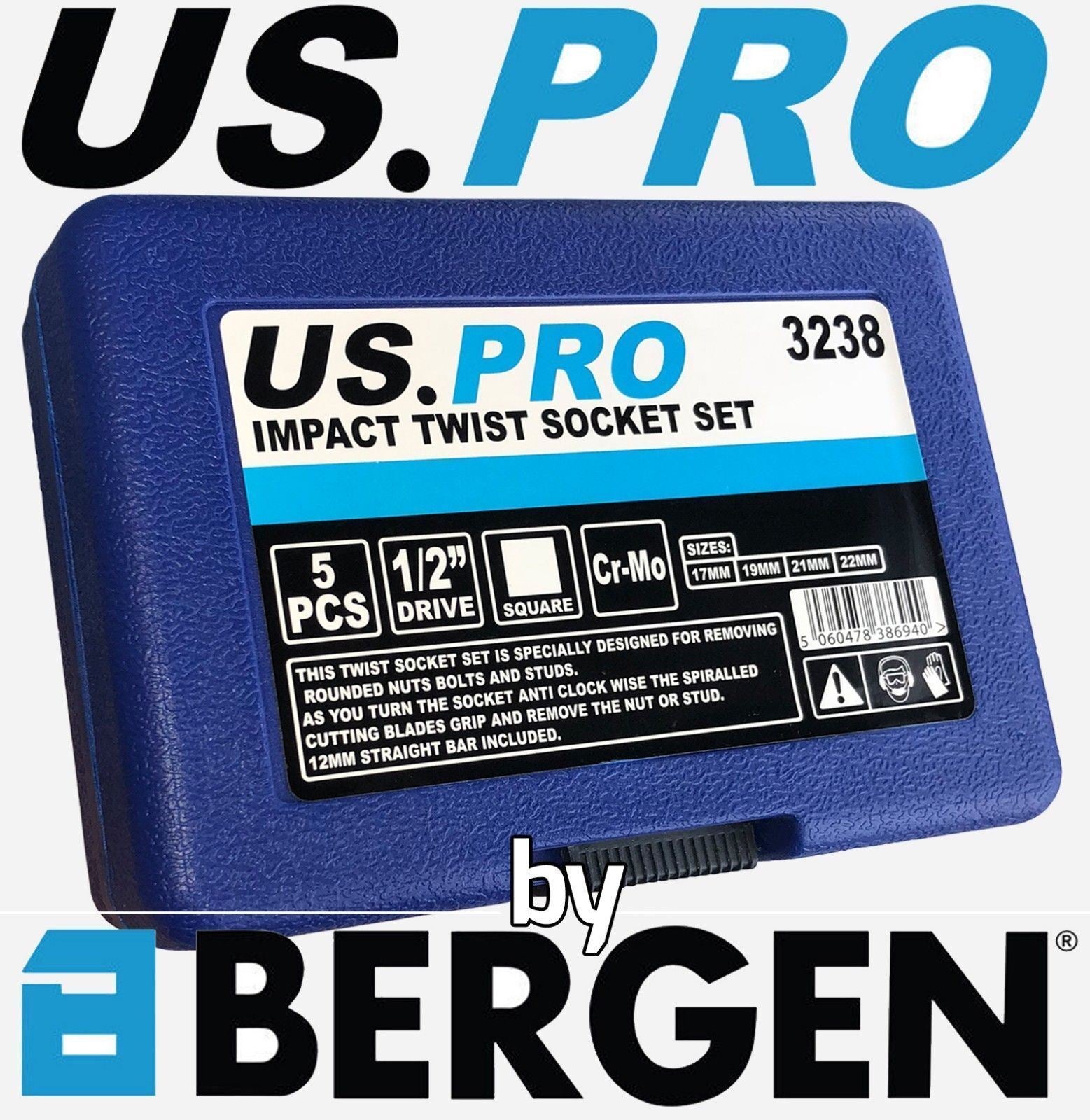 US Pro 5 Piece 1/2" Drive Impact Twist Sockets 17mm - 22mm ( 3238 )