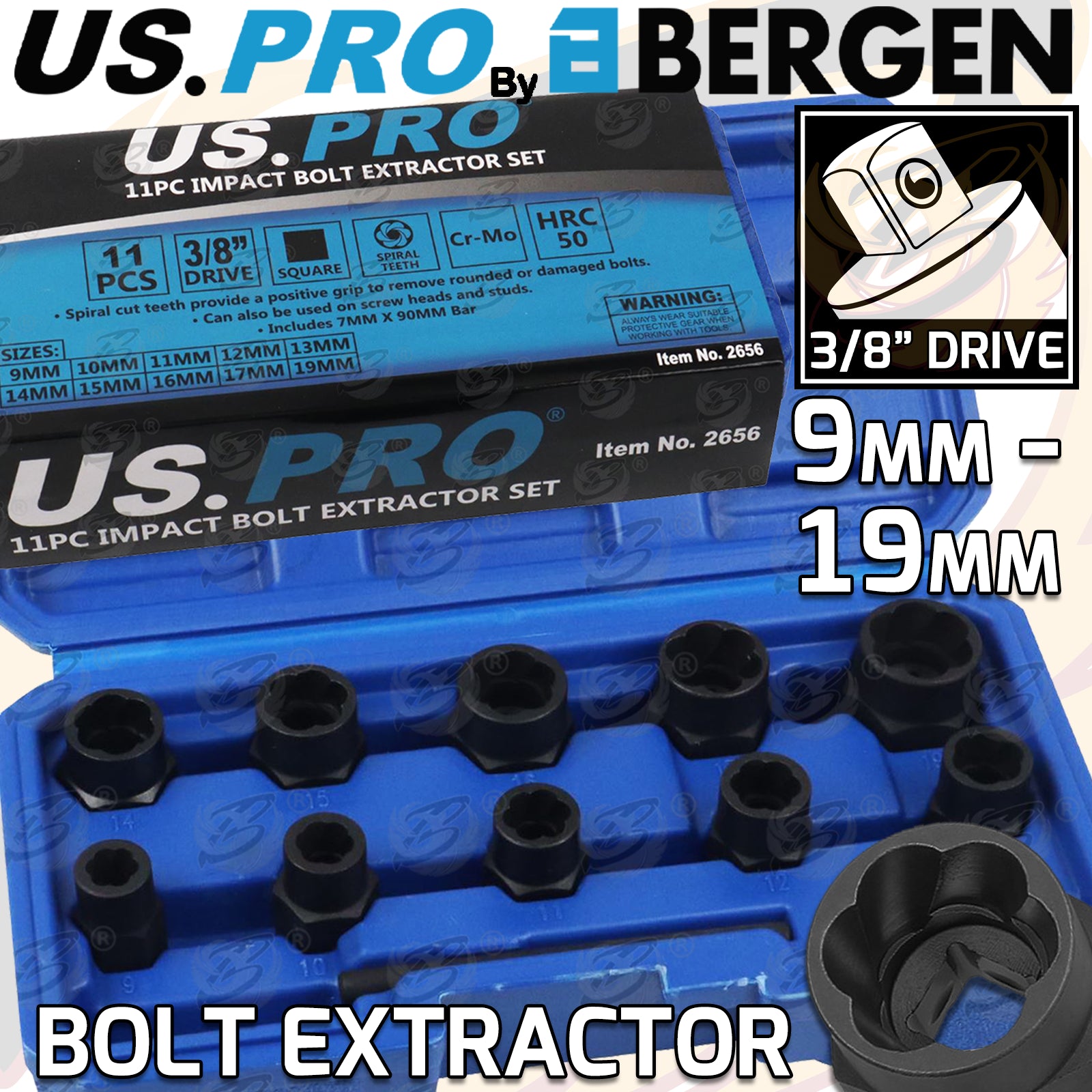 US PRO 11PC IMPACT BOLT EXTRACTOR SET