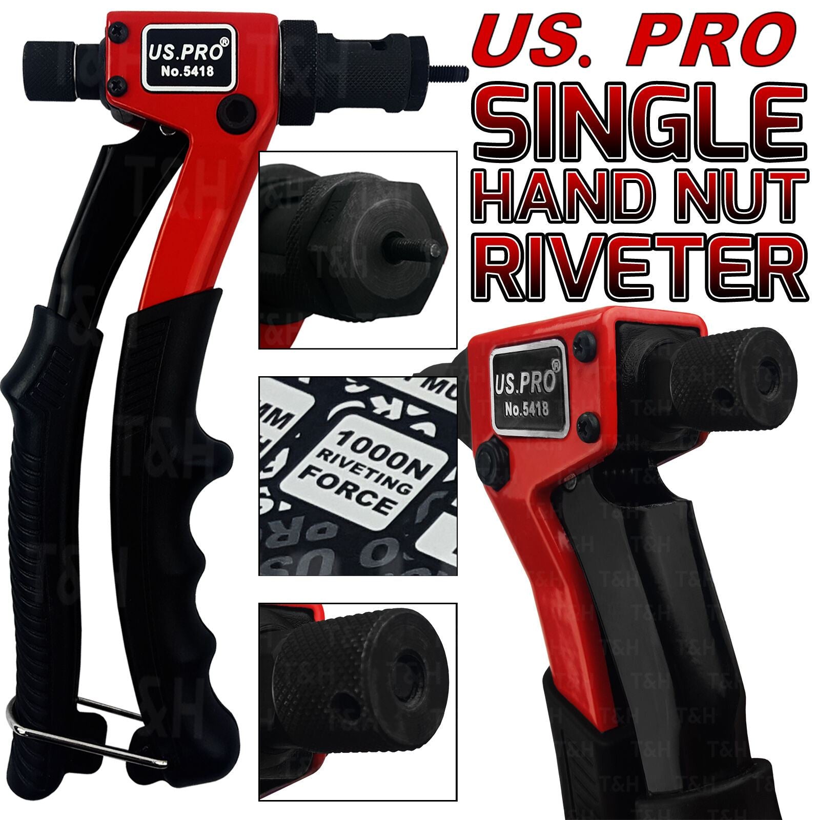 US PRO SINGLE HAND NUT RIVETER M3 - M4 - M5 - M6 1000Nm