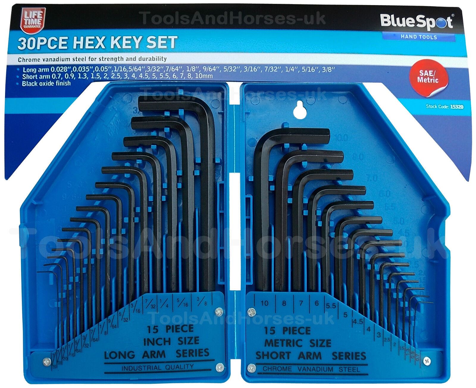 BlueSpot 30 Piece Hex / Allen Key Set 0.7mm - 10mm 15320