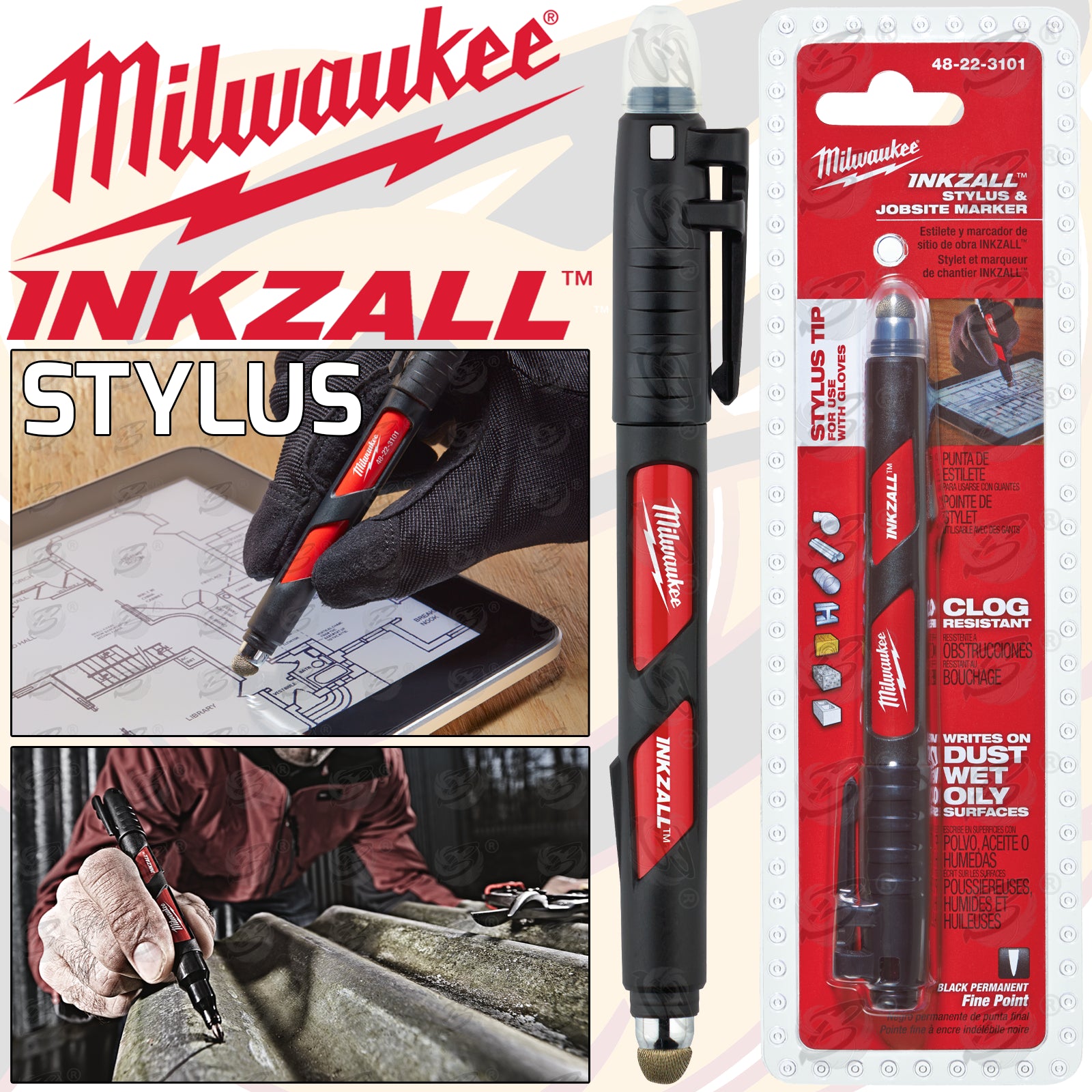 MILWAUKEE INKZALL STYLUS & JOBSITE MARKER PEN ( BLACK )