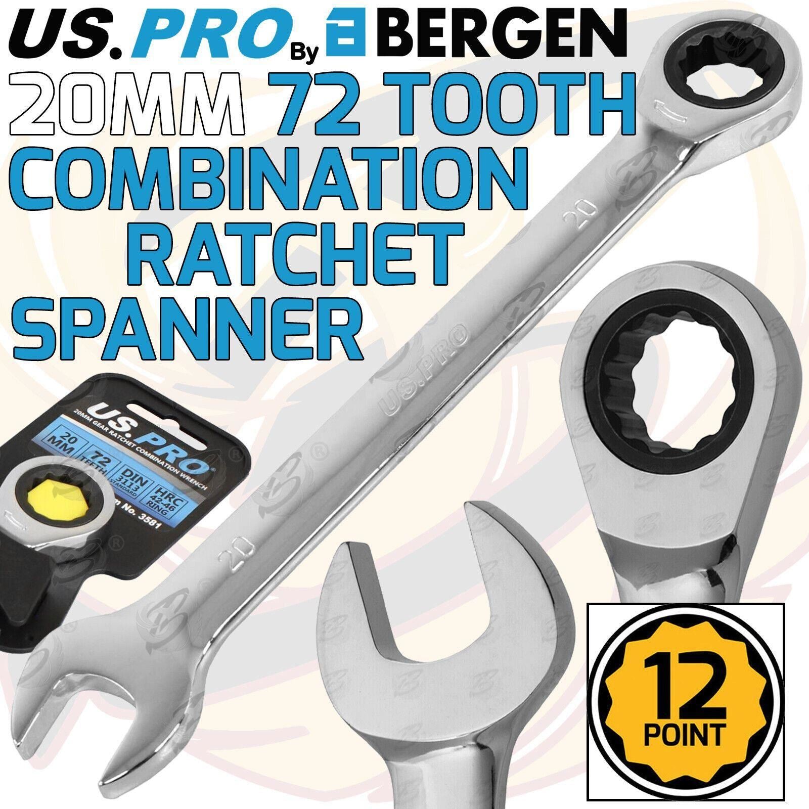 US Pro 20mm 72 Tooth Ratchet Spanner 3581