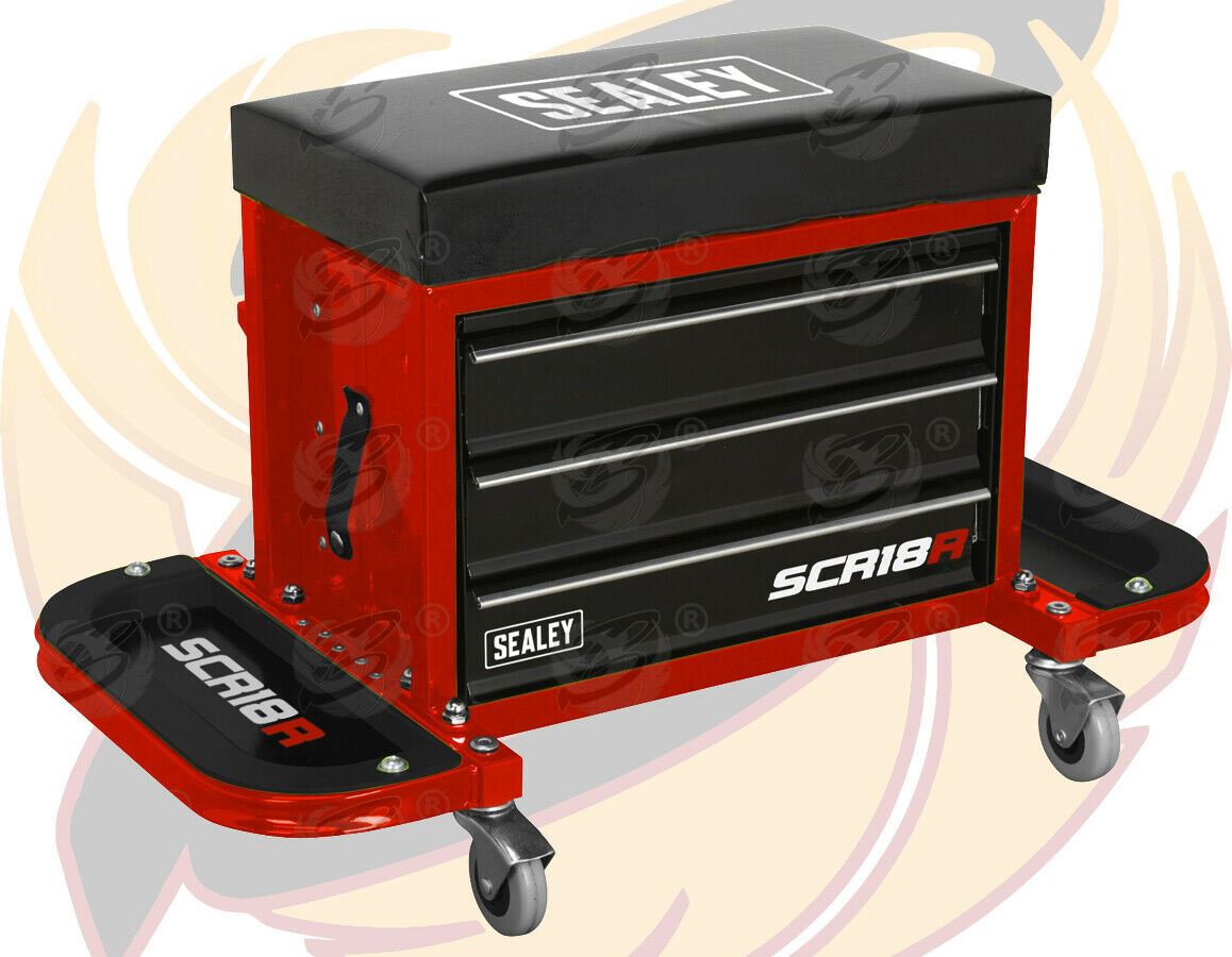 SEALEY MECHANIC STOOL / UTILTIY BOX ( RED )
