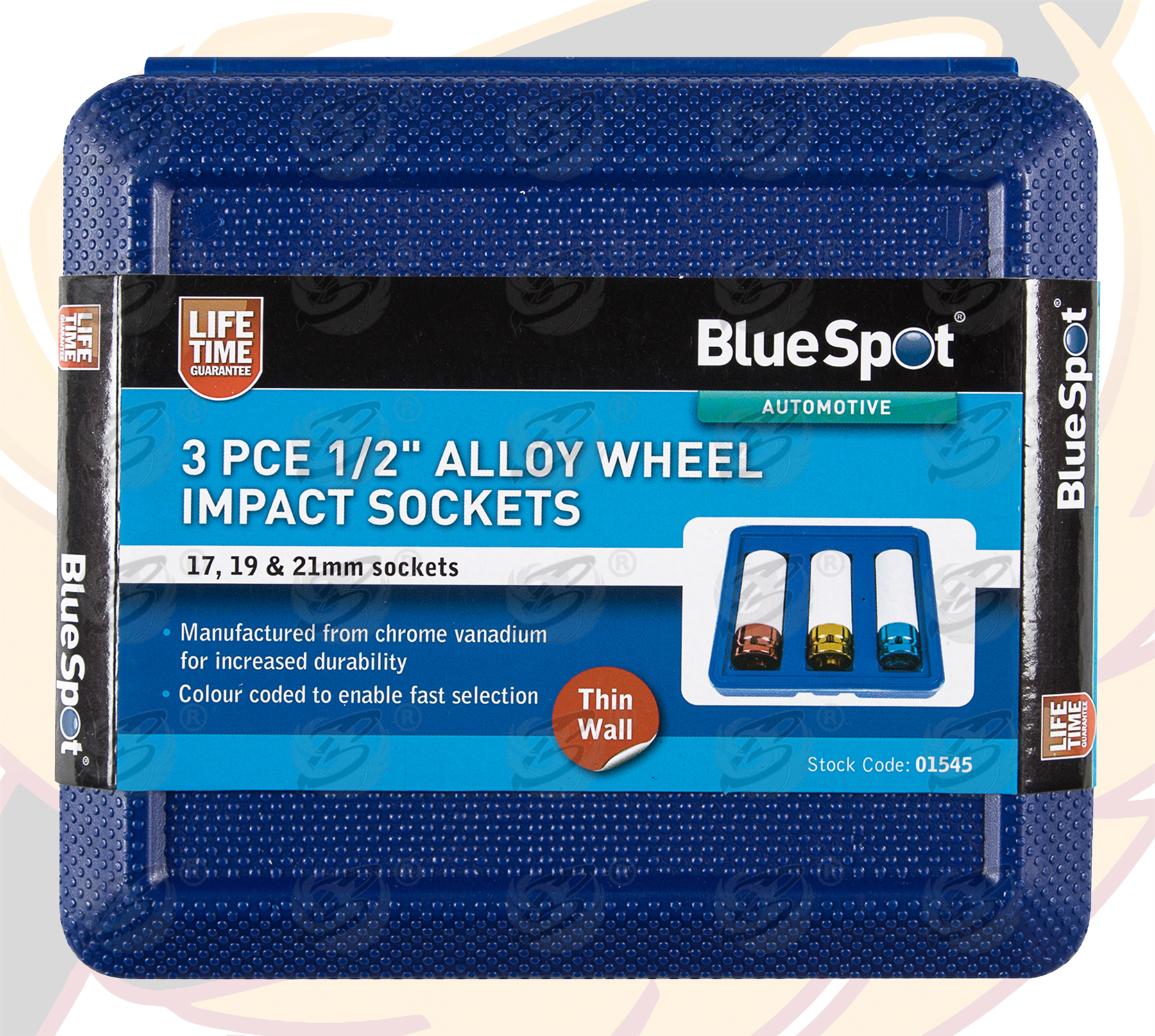 BLUESPOT 1/2" DRIVE BREAKER BAR & CALIBRATED TORQUE WRENCH 42Nm - 210Nm & 3PCS 1/2" DRIVE 6 POINT ALLOY WHEEL NUT SOCKETS