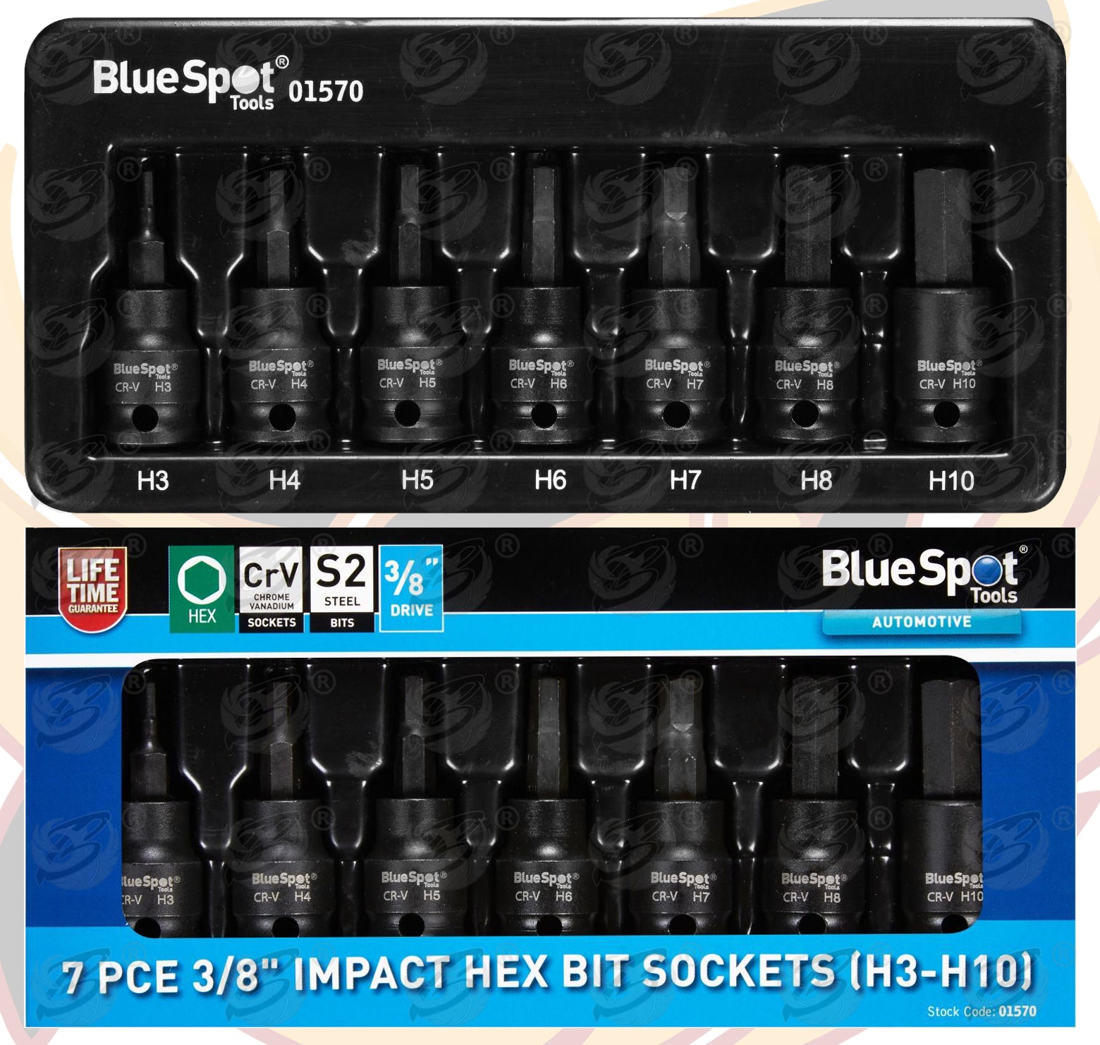 BLUESPOT 16PCS 3/8" DRIVE IMPACT HEX & TORX BIT SOCKETS ( H3 - H10 ) ( T20 - T70 )