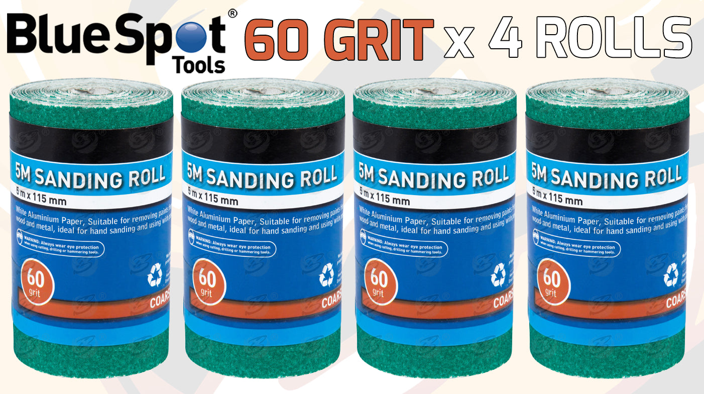 BLUESPOT 60 GRIT SANDING ROLL ( 5M x 115MM ) ( 4 ROLLS )