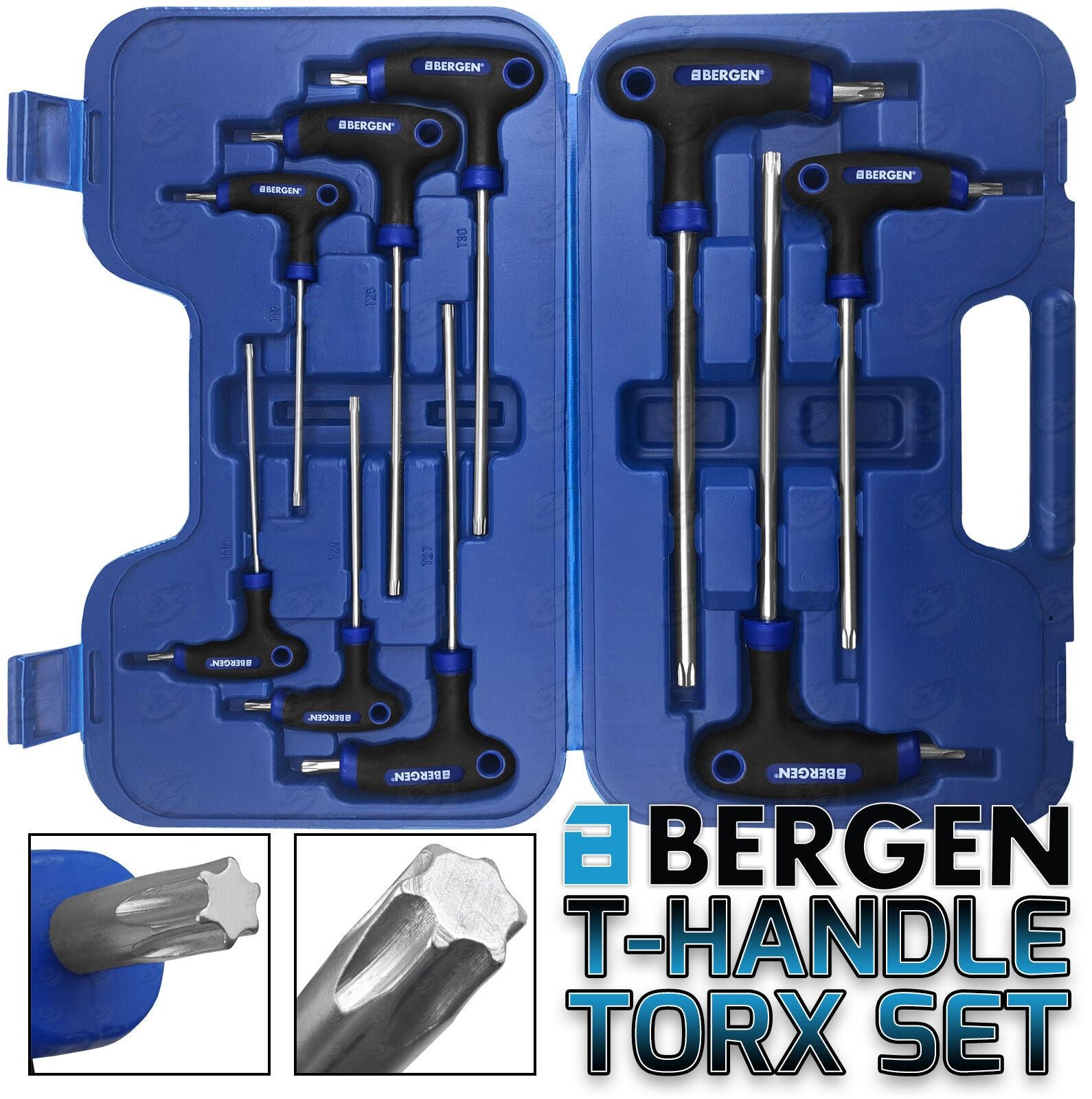 US Pro 9 Piece T Handle Torx Keys T10 - T50 1613