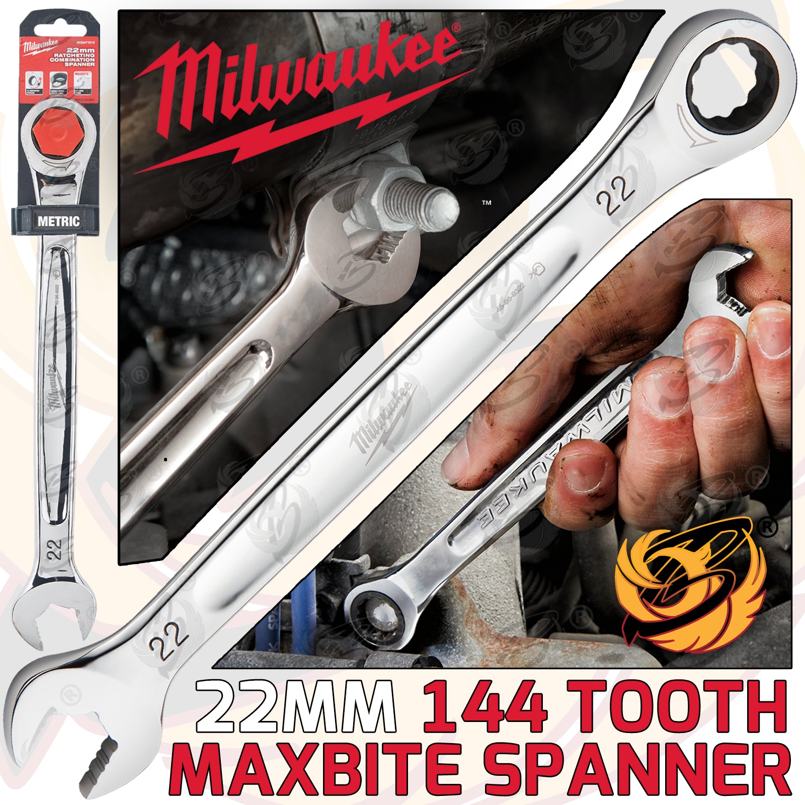 MILWAUKEE 22MM 144 TEETH MAXBITE RATCHET SPANNER