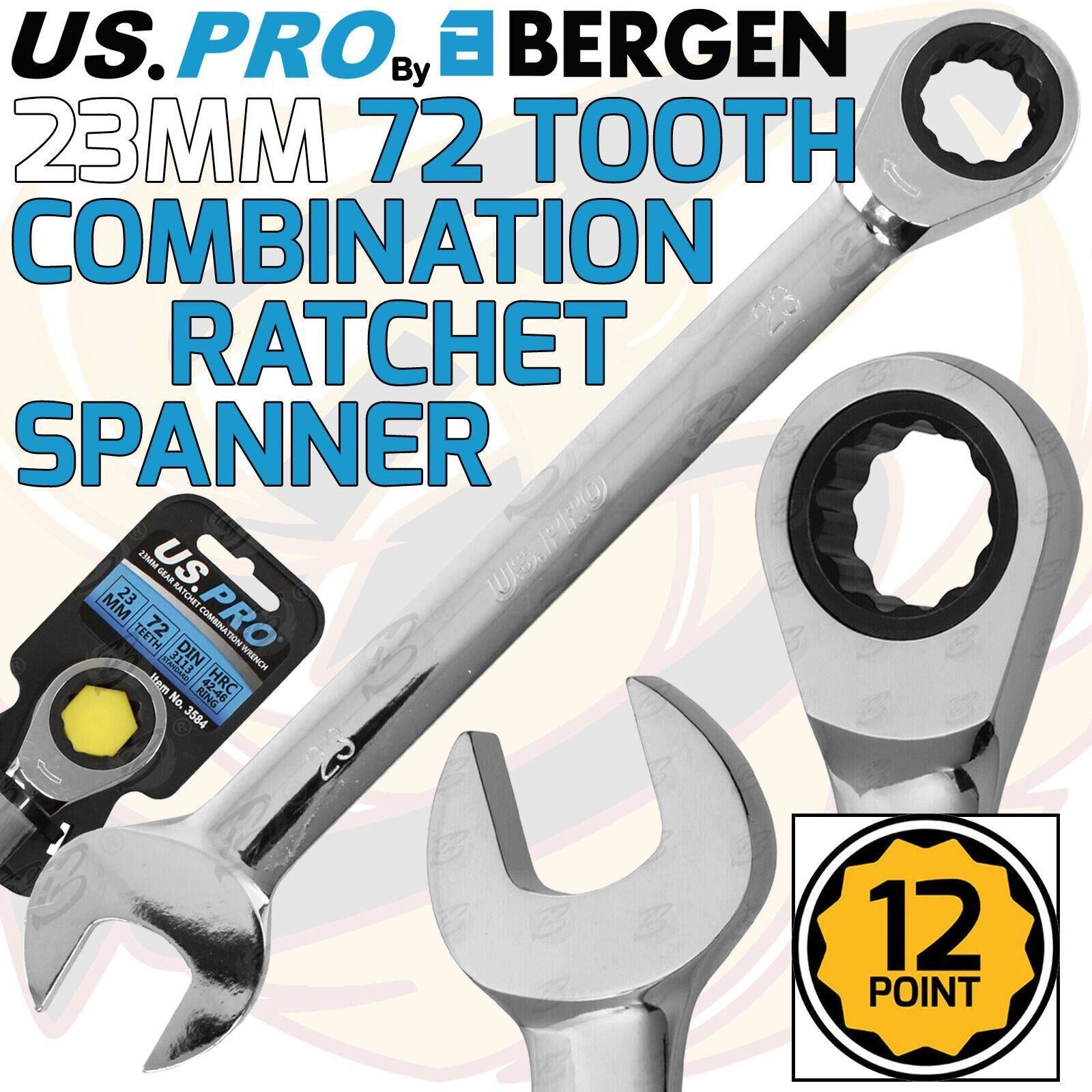 US Pro 23mm 72 Tooth Ratchet Spanner 3584