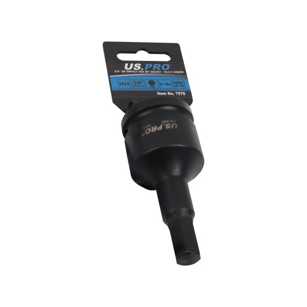US Pro 3/4" Drive Impact Hex Bit Socket H14 x 100mm 7576