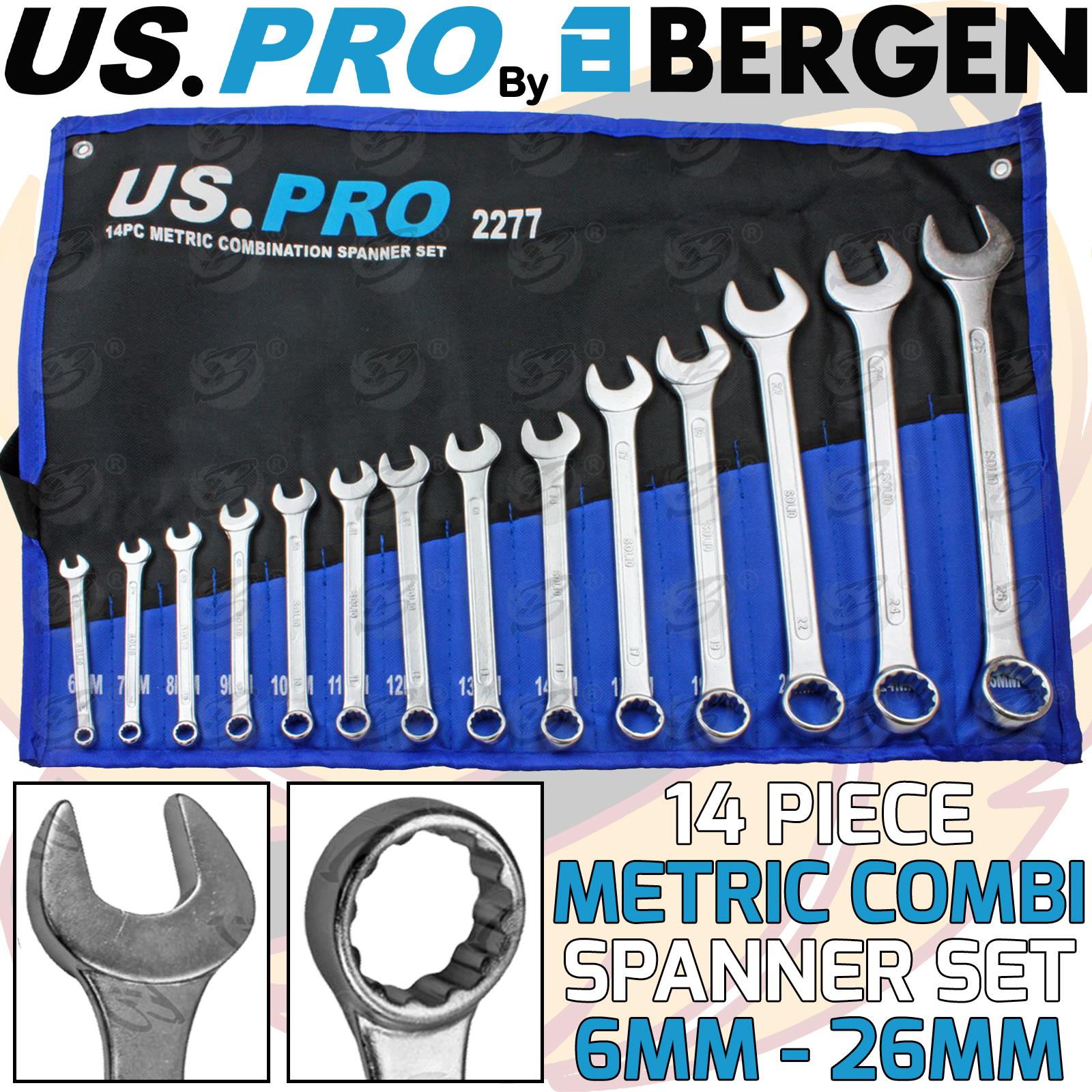 US PRO 14PCS COMBINATION SPANNER SET 6MM - 26MM