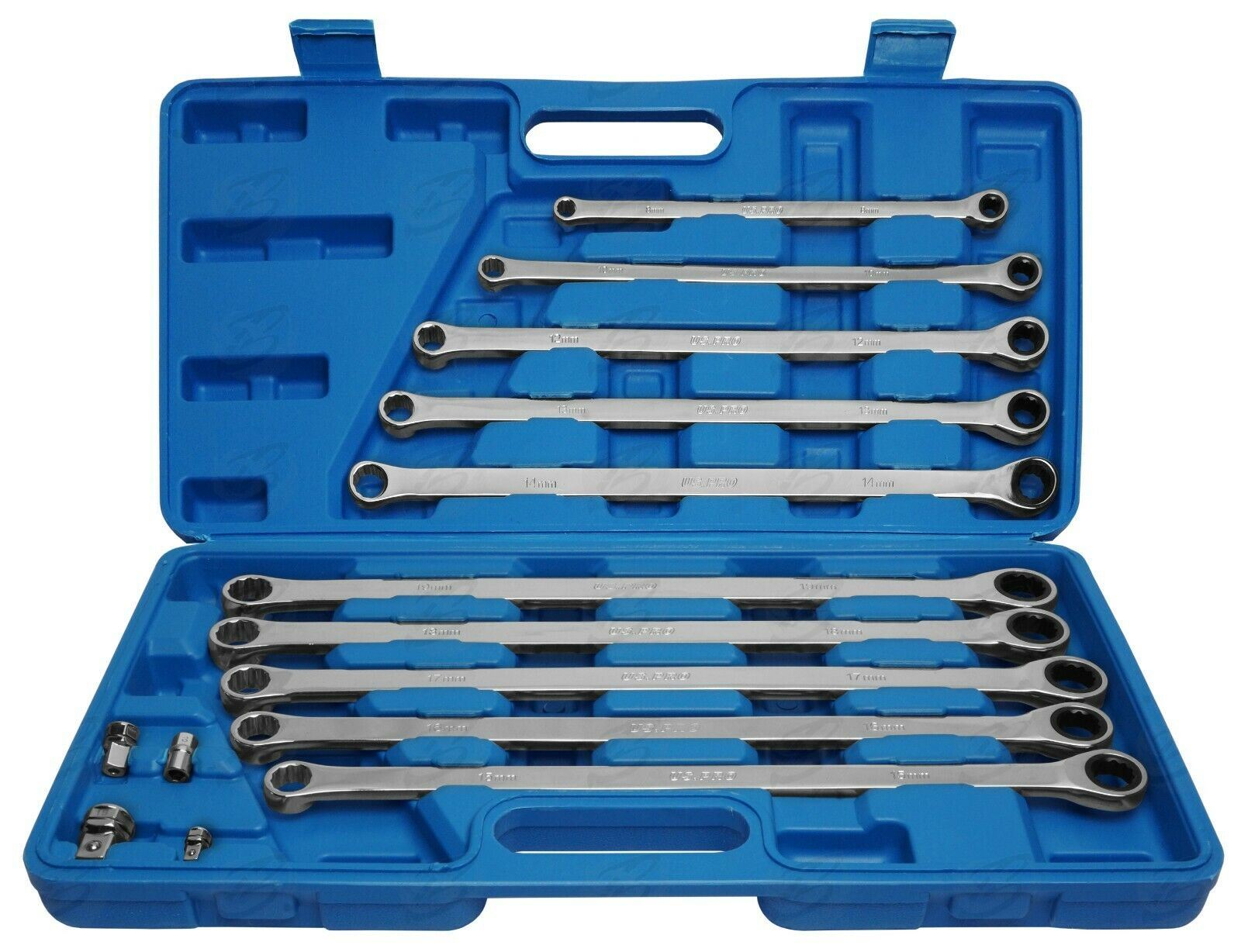 US PRO 10PCS SINGLE RING EXTRA LONG RATCHET AVIATION SPANNERS 8MM - 10MM