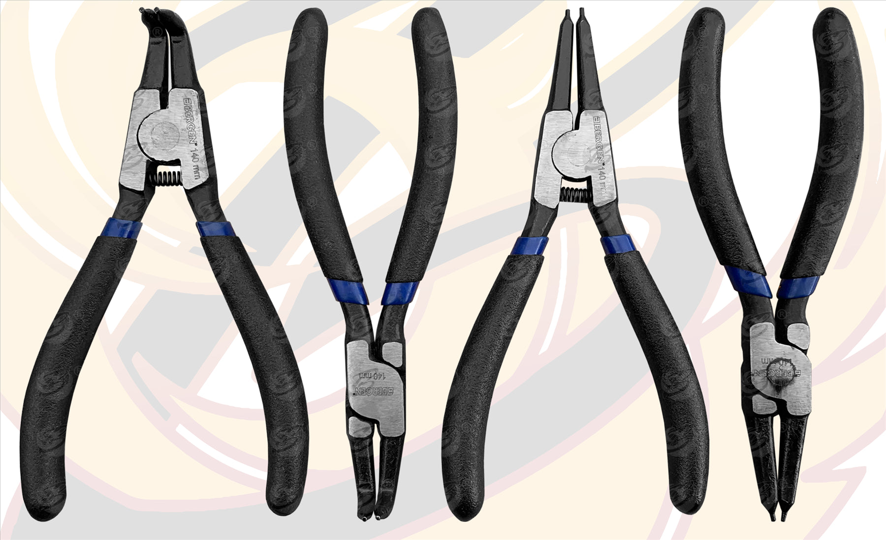 BERGEN 4PCS 5" CIRCLIP PLIER SET