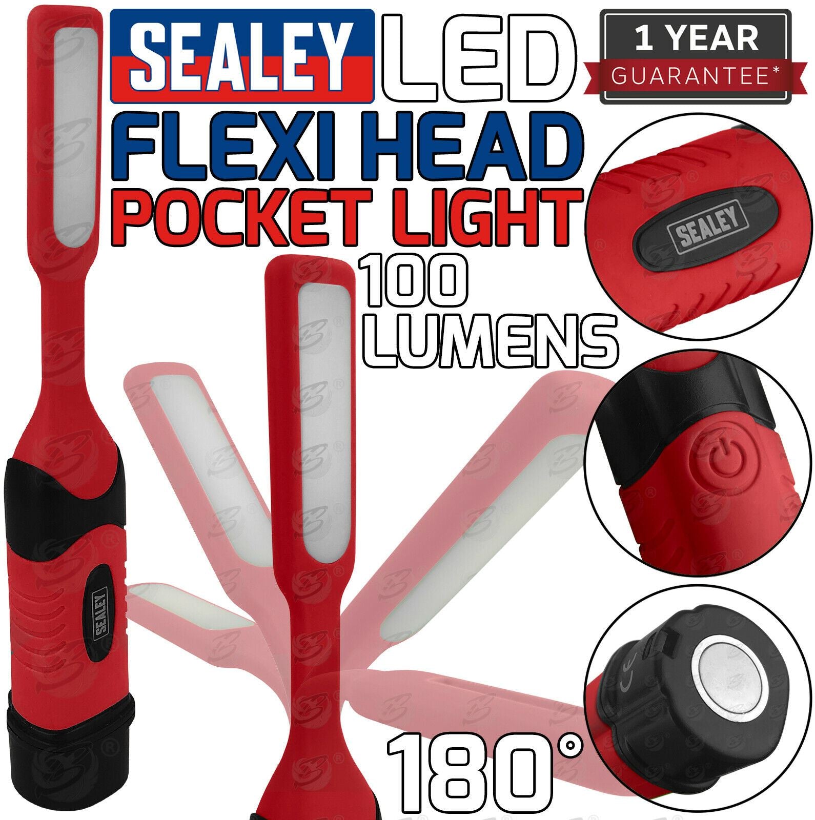 SEALEY SMD LED FLEXIBLE MAGNETIC POCKET INSPECTION TORCH ( RED )