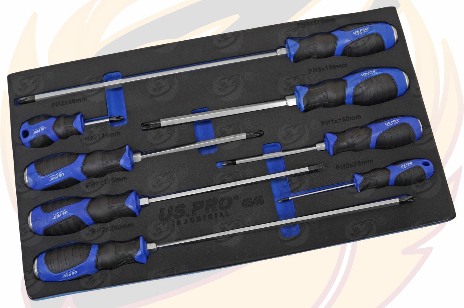 US PRO INDUSTRIAL 8PCS MAGNETIC GO THROUGH SCREWDRIVER SET ( PHILLIPS )