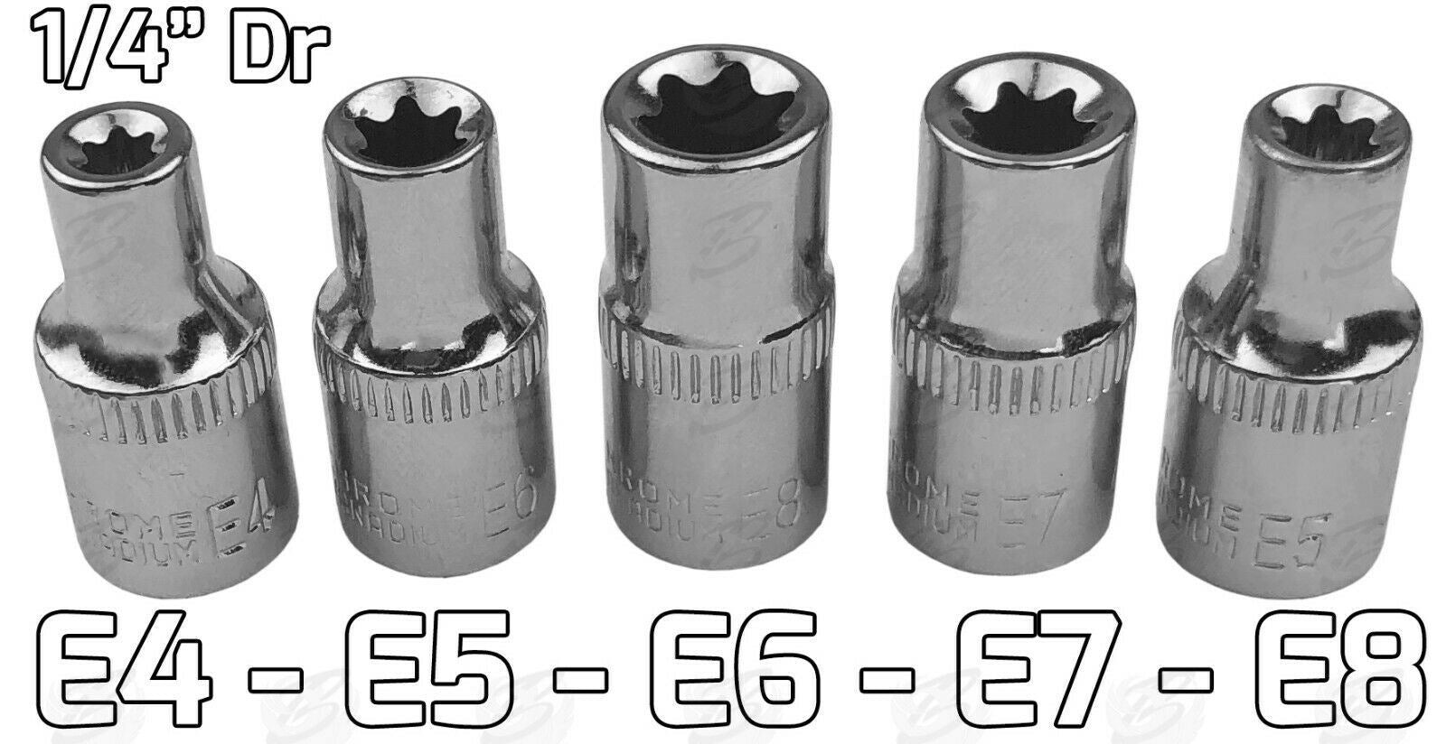 US PRO 10PCS 1/4" & 3/8" DRIVE E - TORX SOCKETS E4 - E18