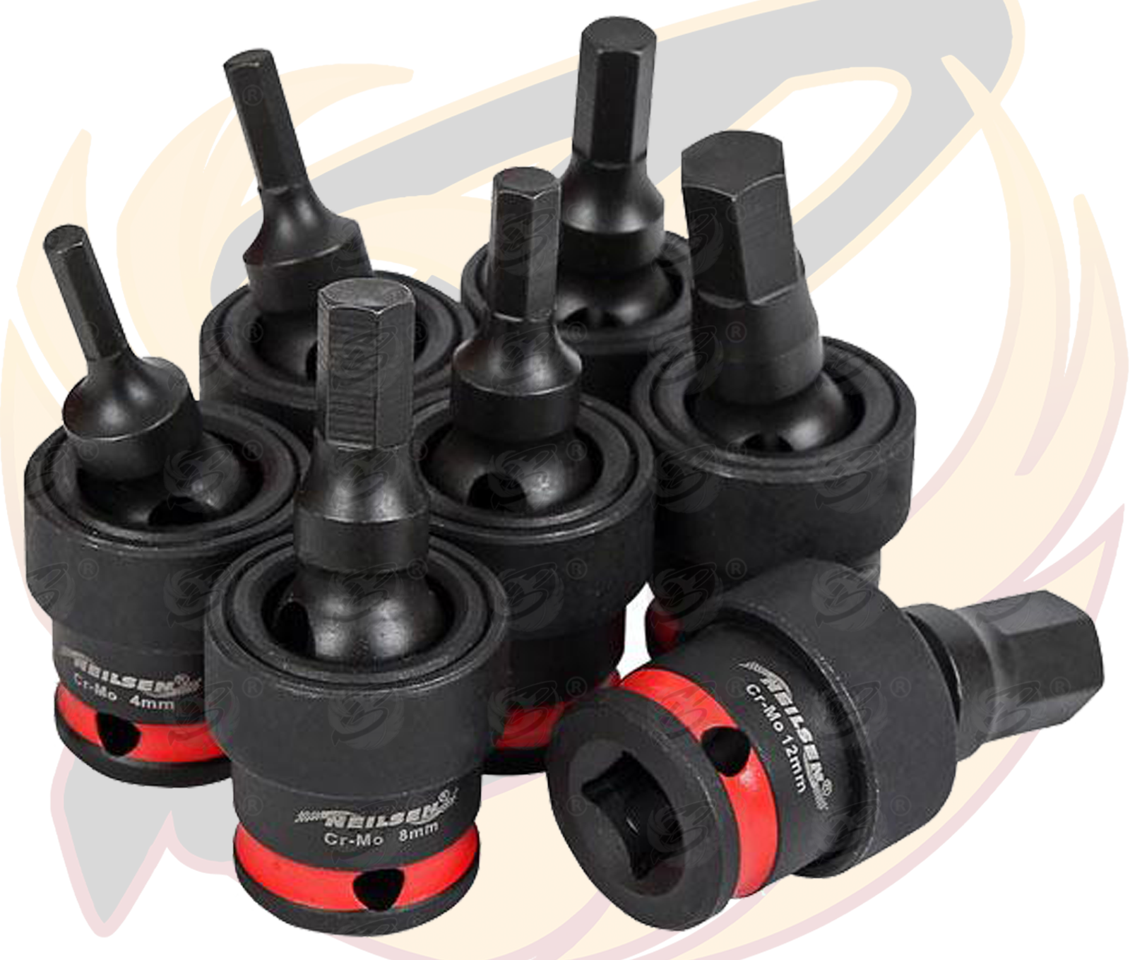 Neilsen 7 Piece 3/8" Drive Swivel Impact Hex Bit Sockets H4 - H12 ( CT6014 )