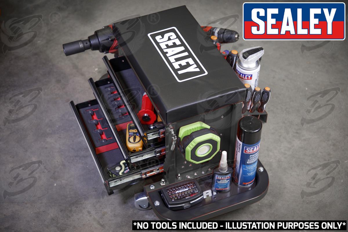 SEALEY MECHANIC STOOL / UTILTIY BOX ( BLACK )