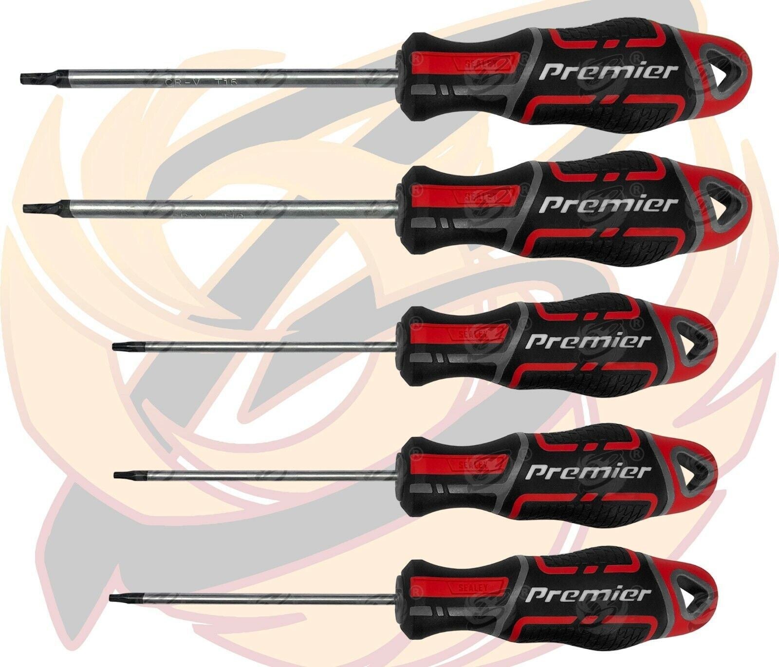 SEALEY 10PCS MAGNETIC TORX SCREWDRIVER SET T7 - T40 ( RED )