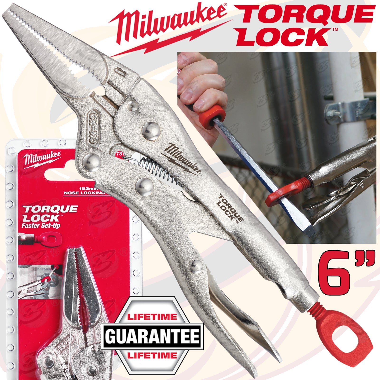 MILWAUKEE 6" LONG NOSE TORQUE LOCK LOCKING PLIERS