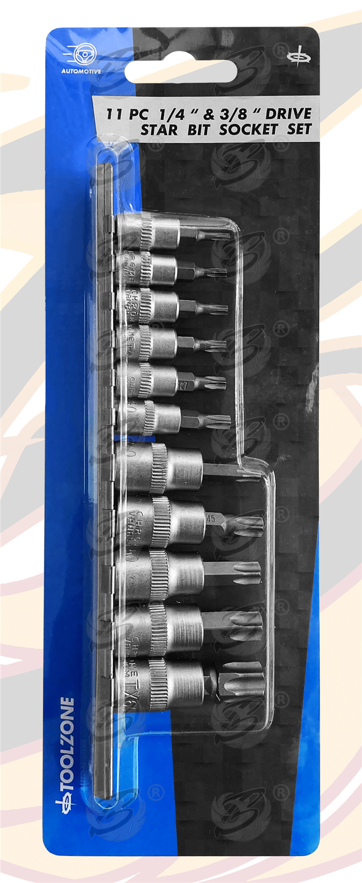 Toolzone 11 Piece 1/4" & 3/8" Drive Torx Bit Sockets T10 - T60 ( SD078 )