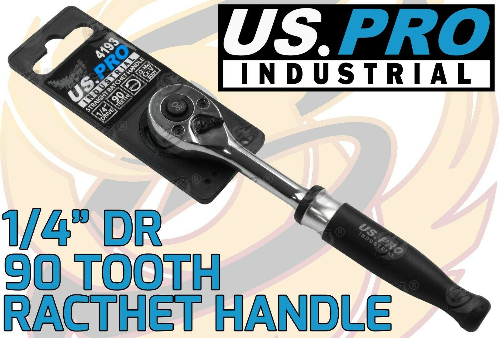 US PRO INDUSTRIAL 1/4" DRIVE 90 TOOTH RATCHET HANDLE