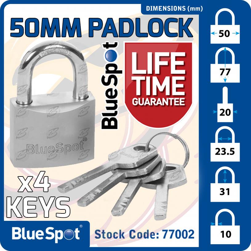 BlueSpot 50mm Satin Finsih Padlock ( 77002 )