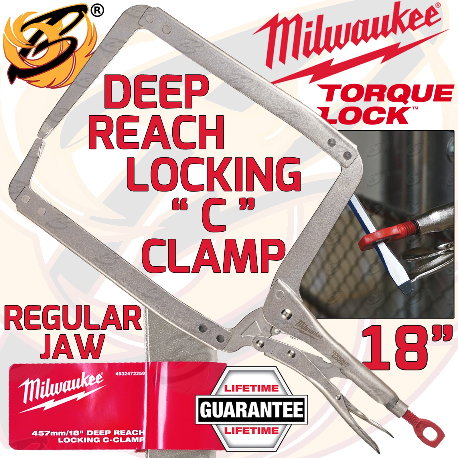 MILWAUKEE 18" DEEP REACH REGULAR JAW TORQUE LOCK LOCKING PLIERS
