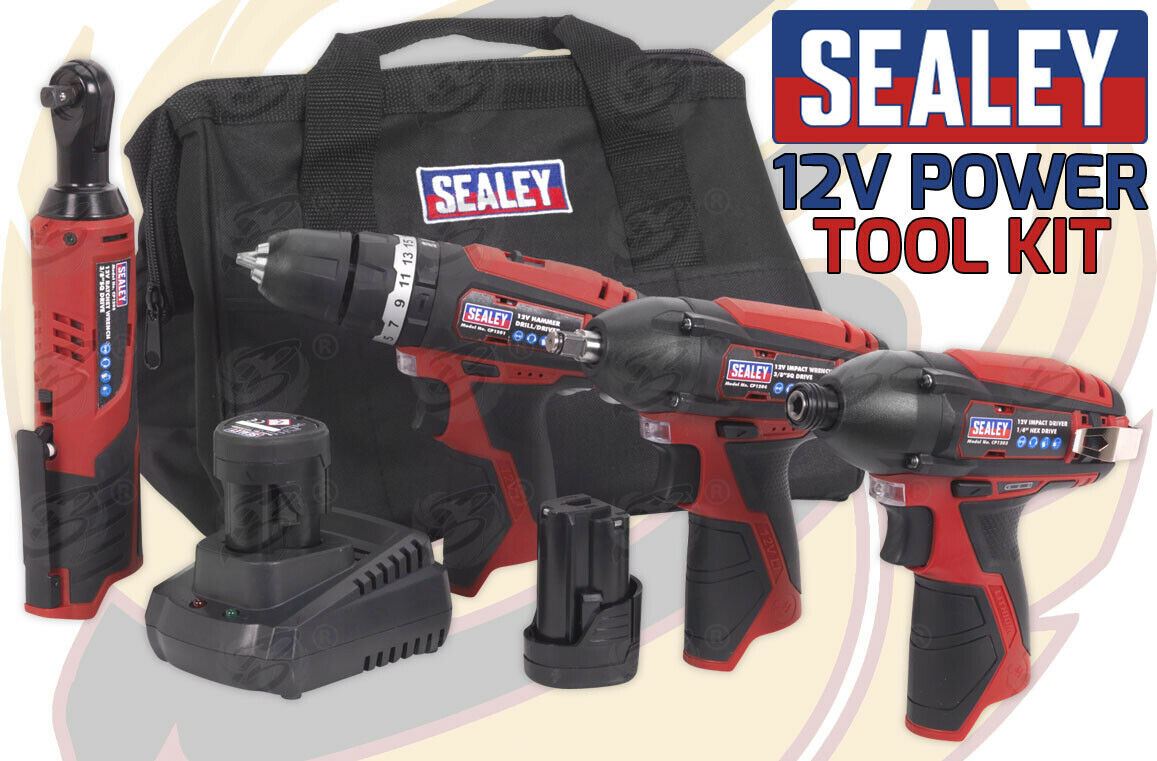 SEALEY 12V 3/8" DRIVE CORDLESS COMBO KIT ( DRILL - RATCHET WRENCH - IMPACT WRENCH - IMPACT DRIVER )