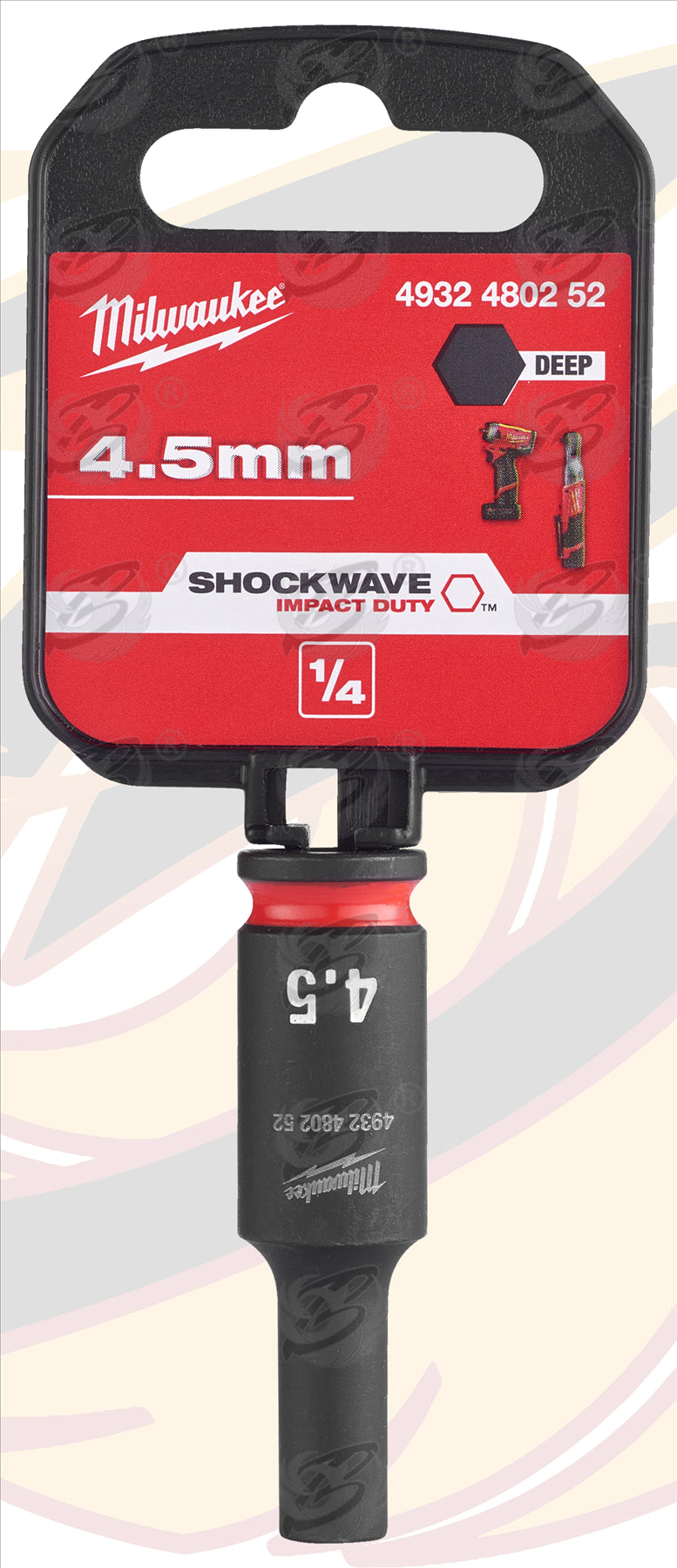 MILWAUKEE 4.5 MM 1/4" DRIVE 6 POINT DEEP IMPACT SOCKET ( SINGLE )