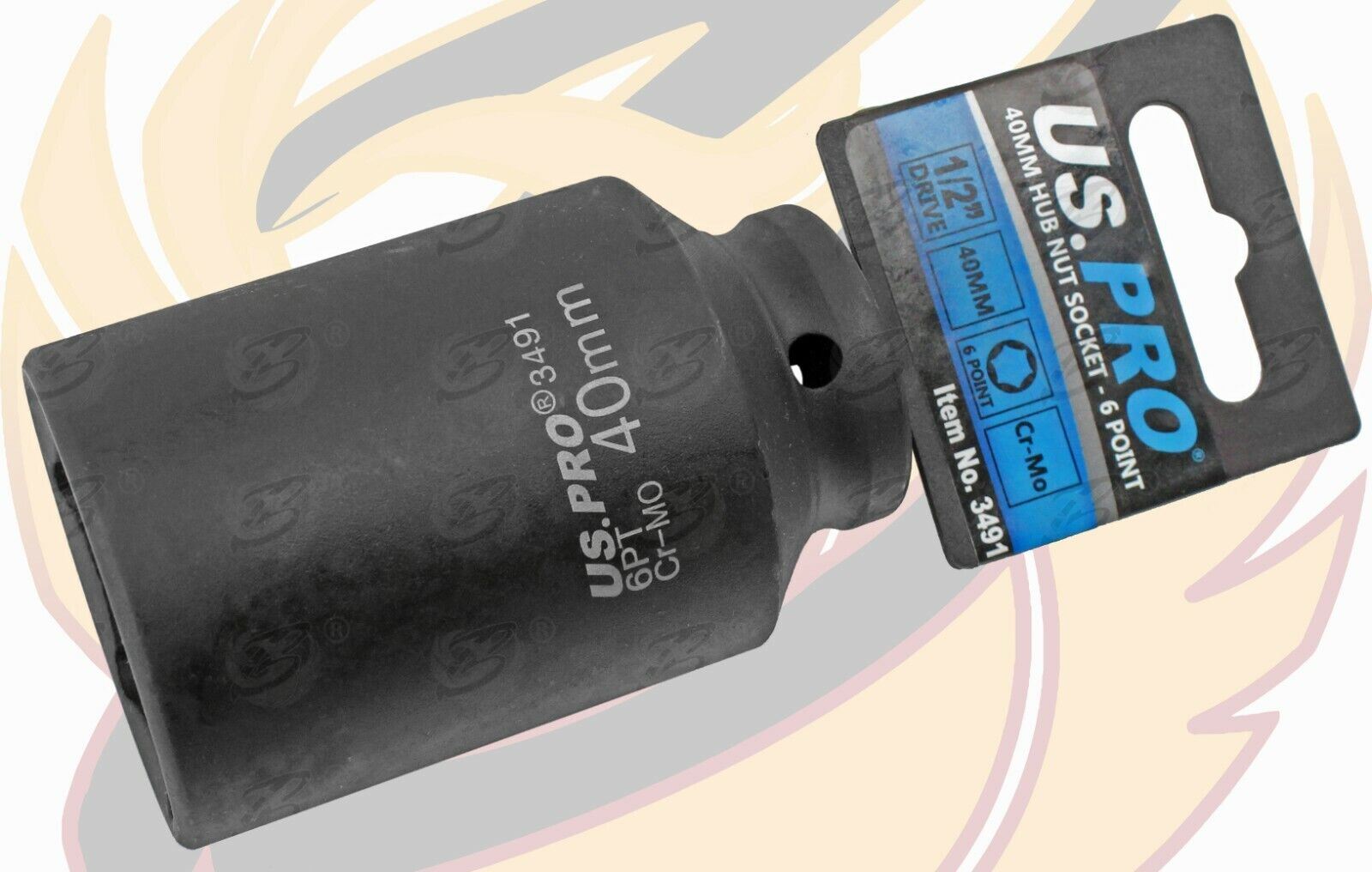 US Pro 40mm 1/2" Drive 6 Point Deep Impact Socket ( Single ) 3491