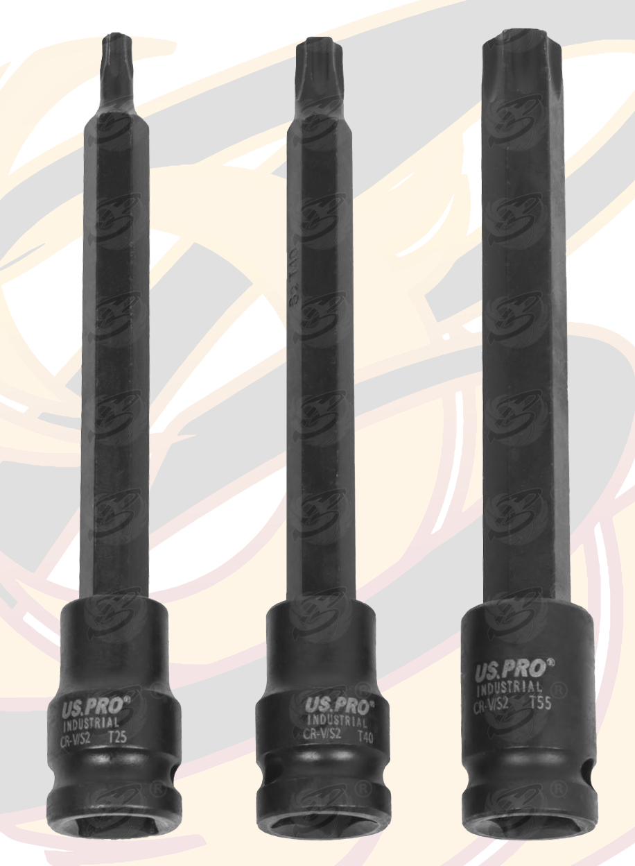 US PRO 25PCS 3/8" DRIVE EXTRA LONG IMPACT HEX - TORX - SPLINE BIT SOCKETS