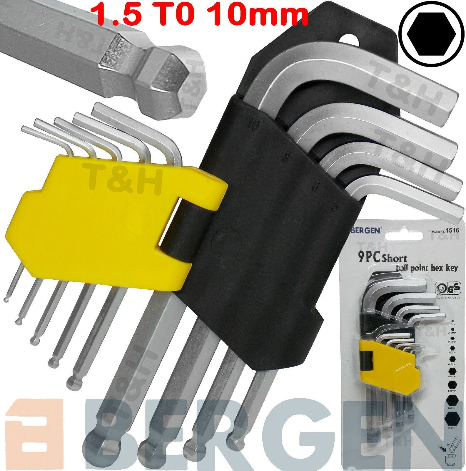 US PRO 9PCS STUBBY BALL END HEX KEY SET H1.5 - H10