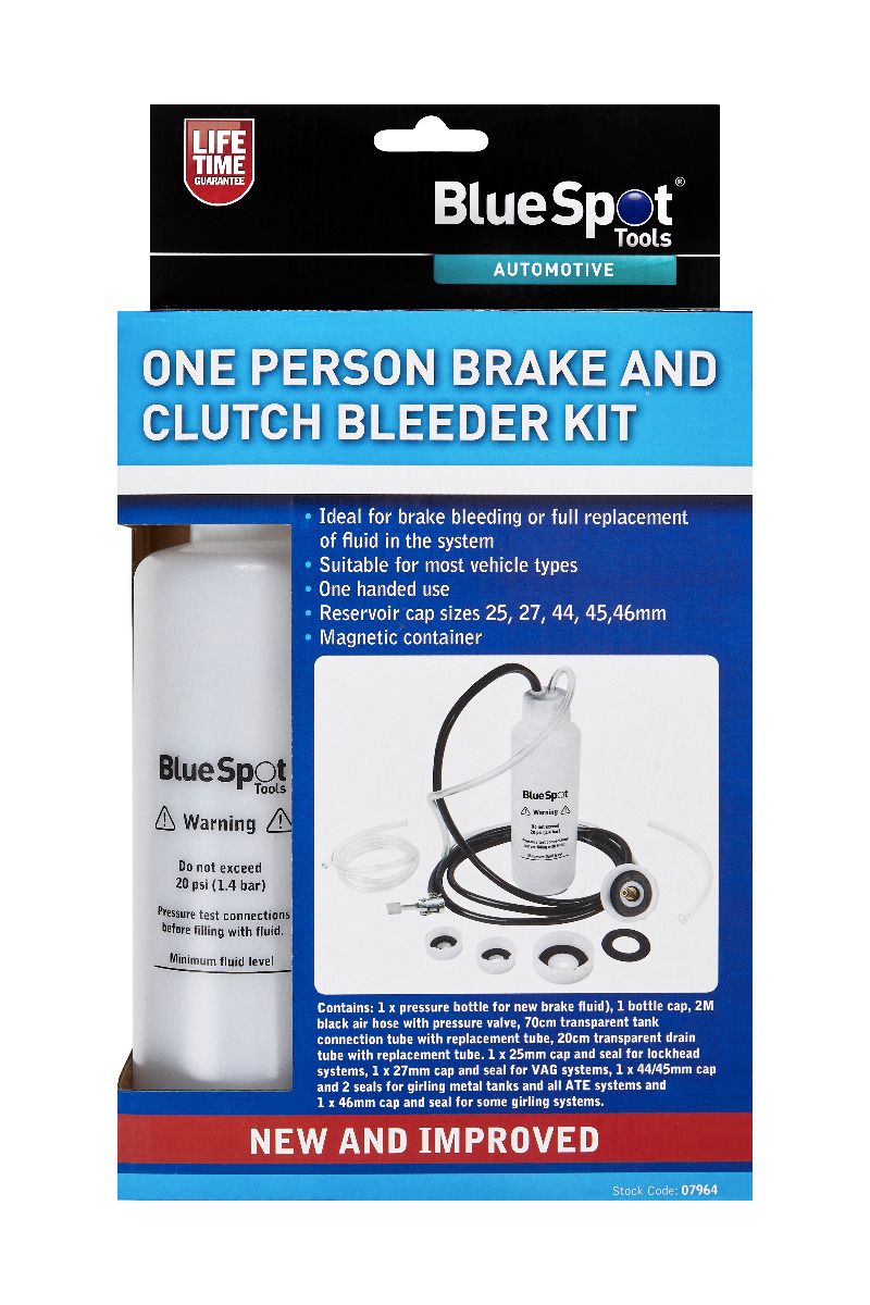 BlueSpot One Person Brake And Clutch Bleeder Kit With A Manufacturers LifeTime Guarantee 07964