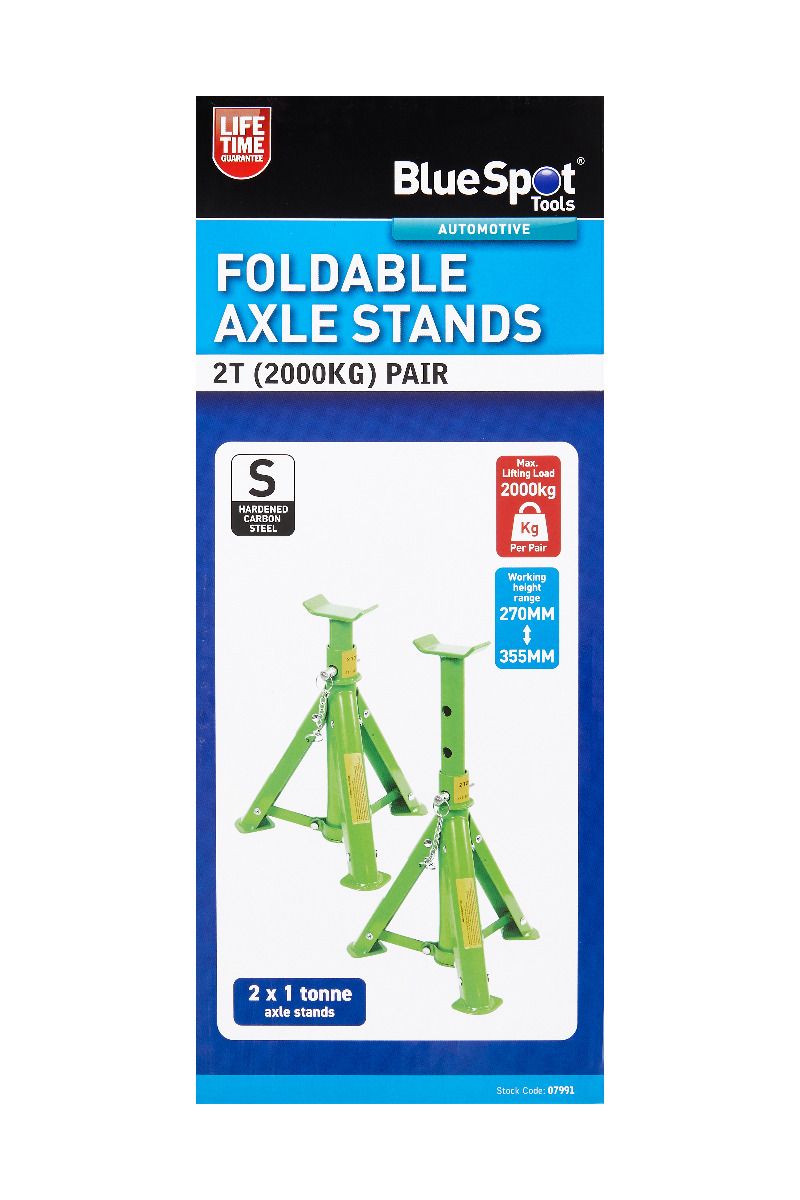 BlueSpot 2 Ton ( Tonne ) Folding Axle Stands ( Pair ) ( 07991 )
