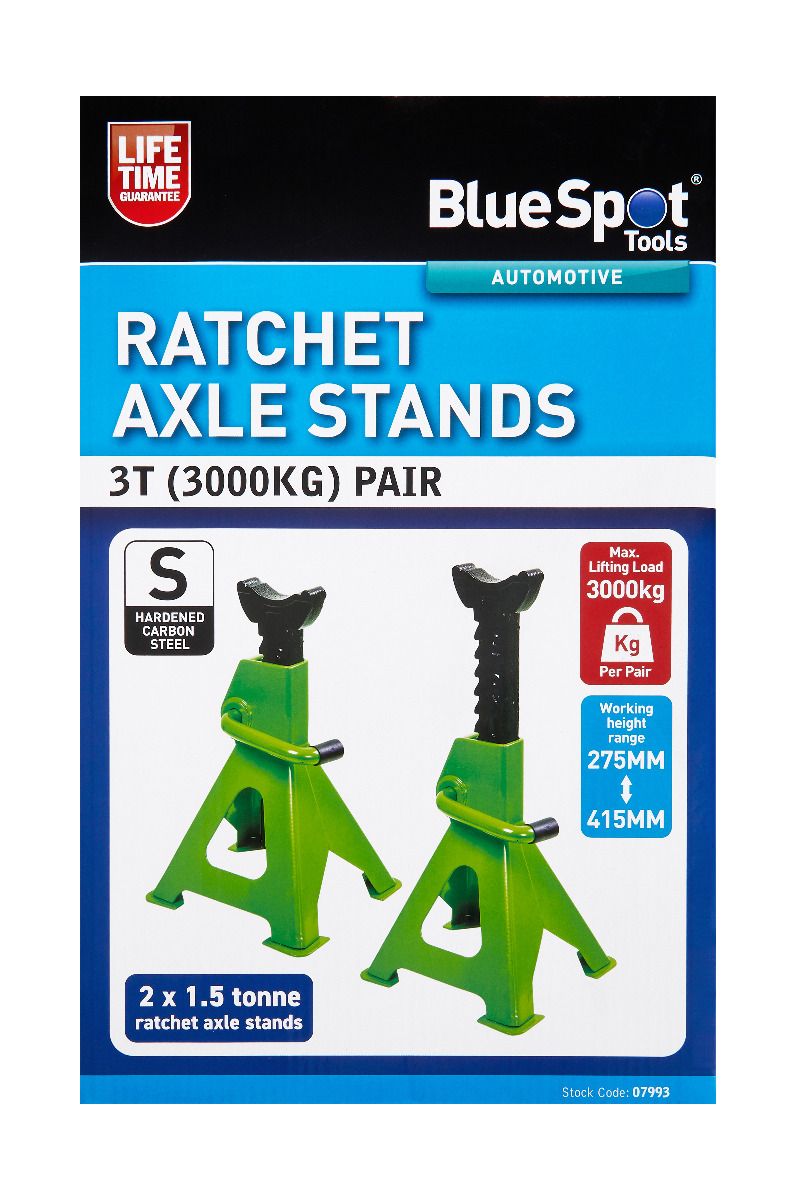 BlueSpot 3 Ton ( Tonne ) Axle Stands ( Pair ) With A Manufacturers LifeTime Guarantee 07993