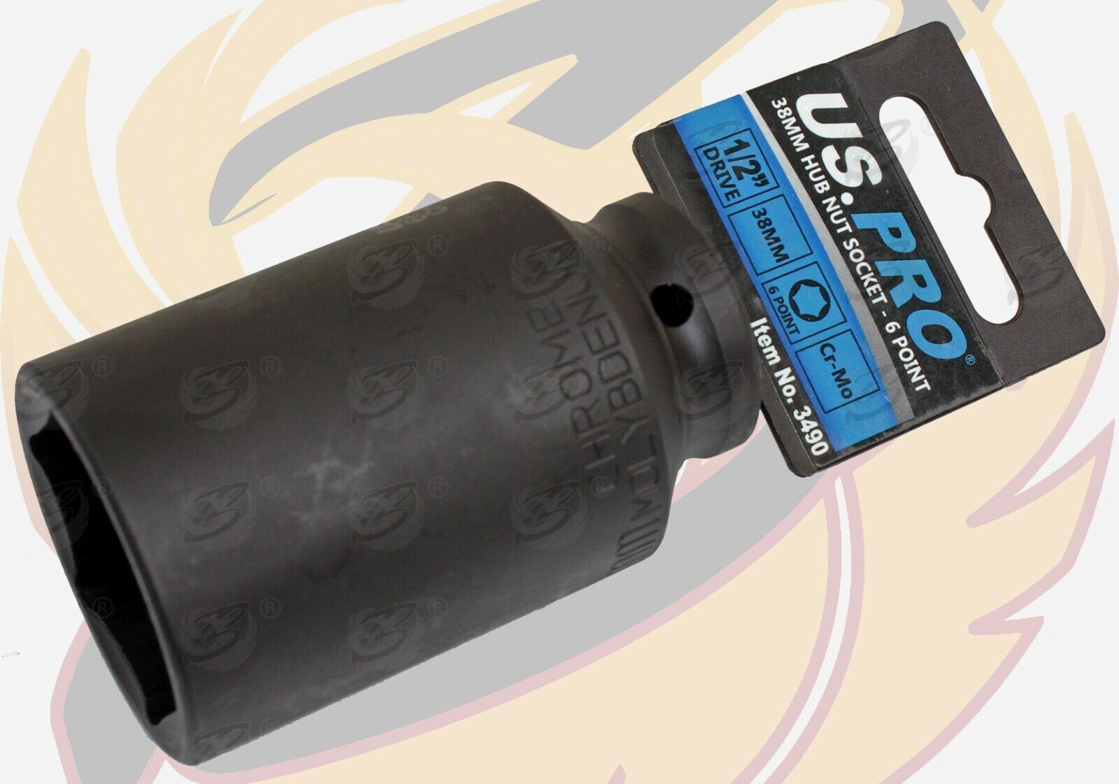 US Pro 38mm 1/2" Drive 6 Point Deep Impact Socket ( Single ) 3490