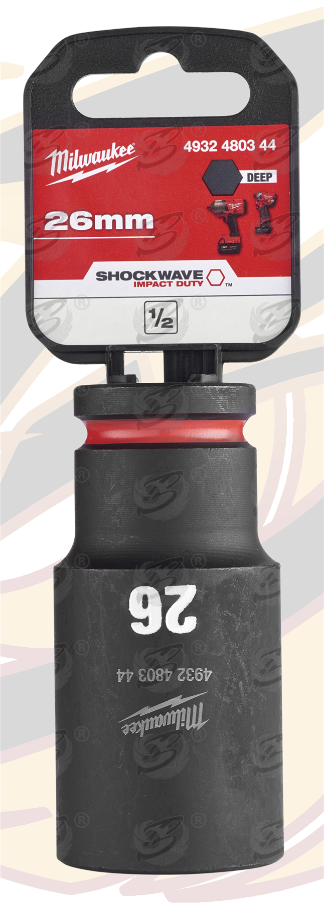 Milwaukee 26mm 1/2" Drive 6 Point Deep Impact Socket ( Single ) ( 4932480344 )