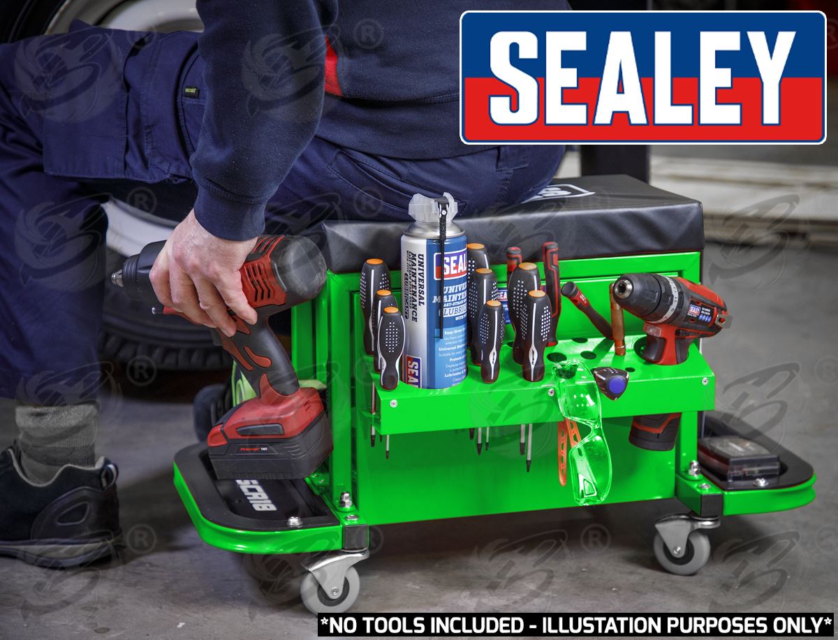 SEALEY MECHANIC STOOL / UTILTIY BOX ( GREEN )