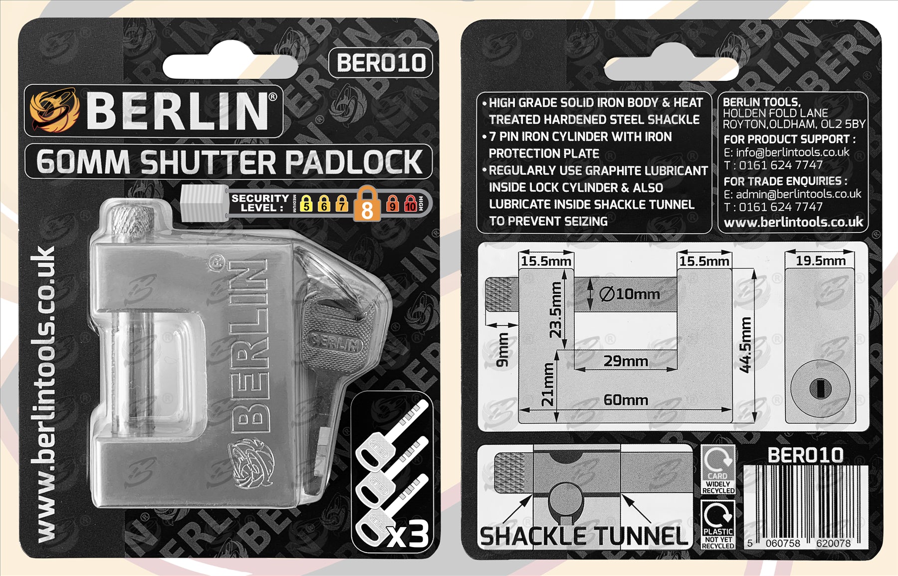 BERLIN 60MM SHUTTER "C" TYPE / CONTAINER PADLOCK