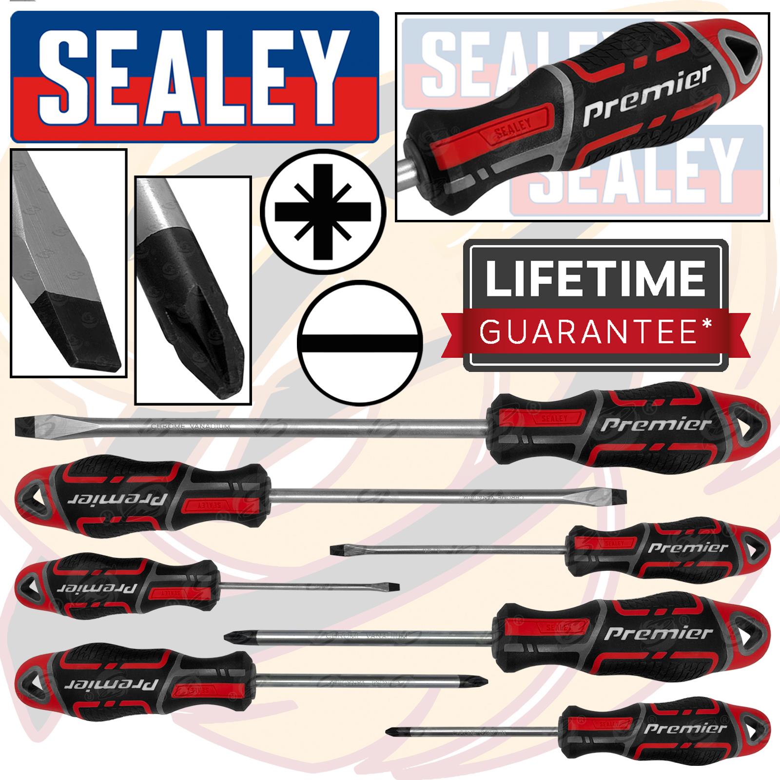 Sealey 7 Piece Magnetic Screwdrivers ( Slotted - Pozidrive ) ( Red ) ( AK4325 )