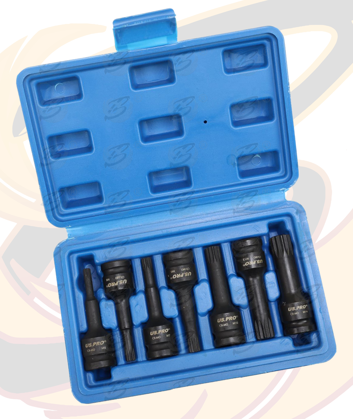 US Pro 7 Piece 3/8" Drive Impact Spline Bit Sockets M5 - M14 3991