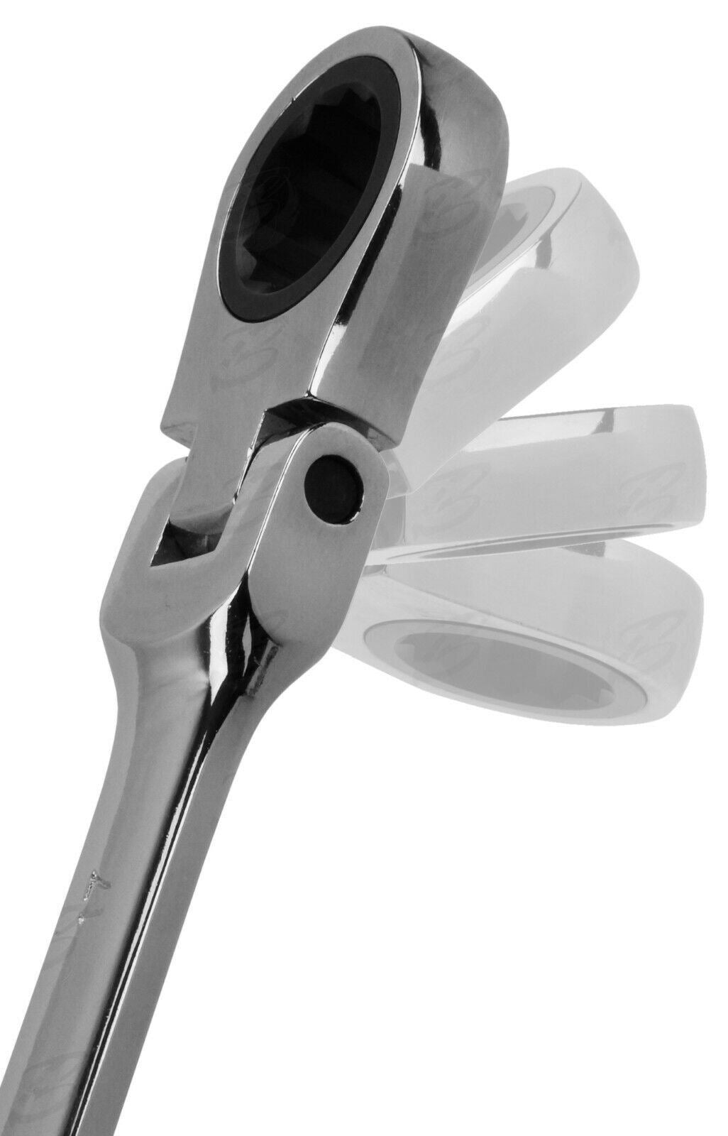 TOOLZONE 8PCS COMBINATION FLEXIBLE RATCHET SPANNER SET 8MM - 19MM