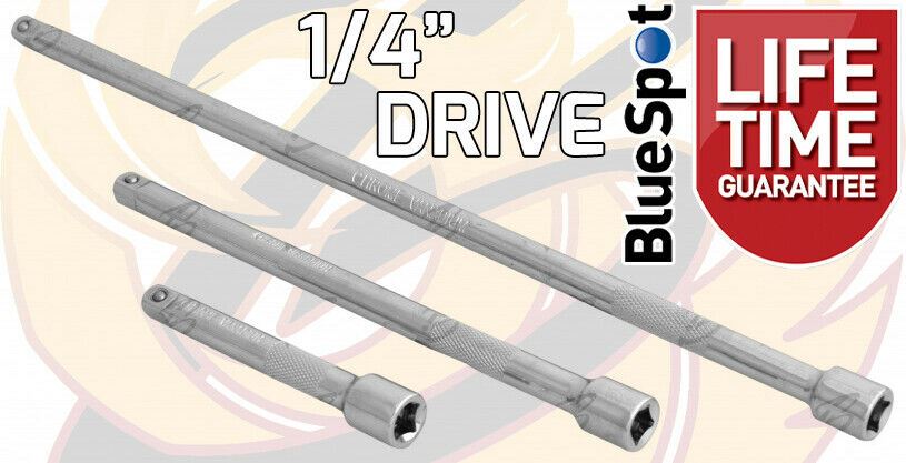 BLUESPOT 3PCS 1/4" DRIVE EXTRA LONG EXTENSION BARS 75MM - 250MM