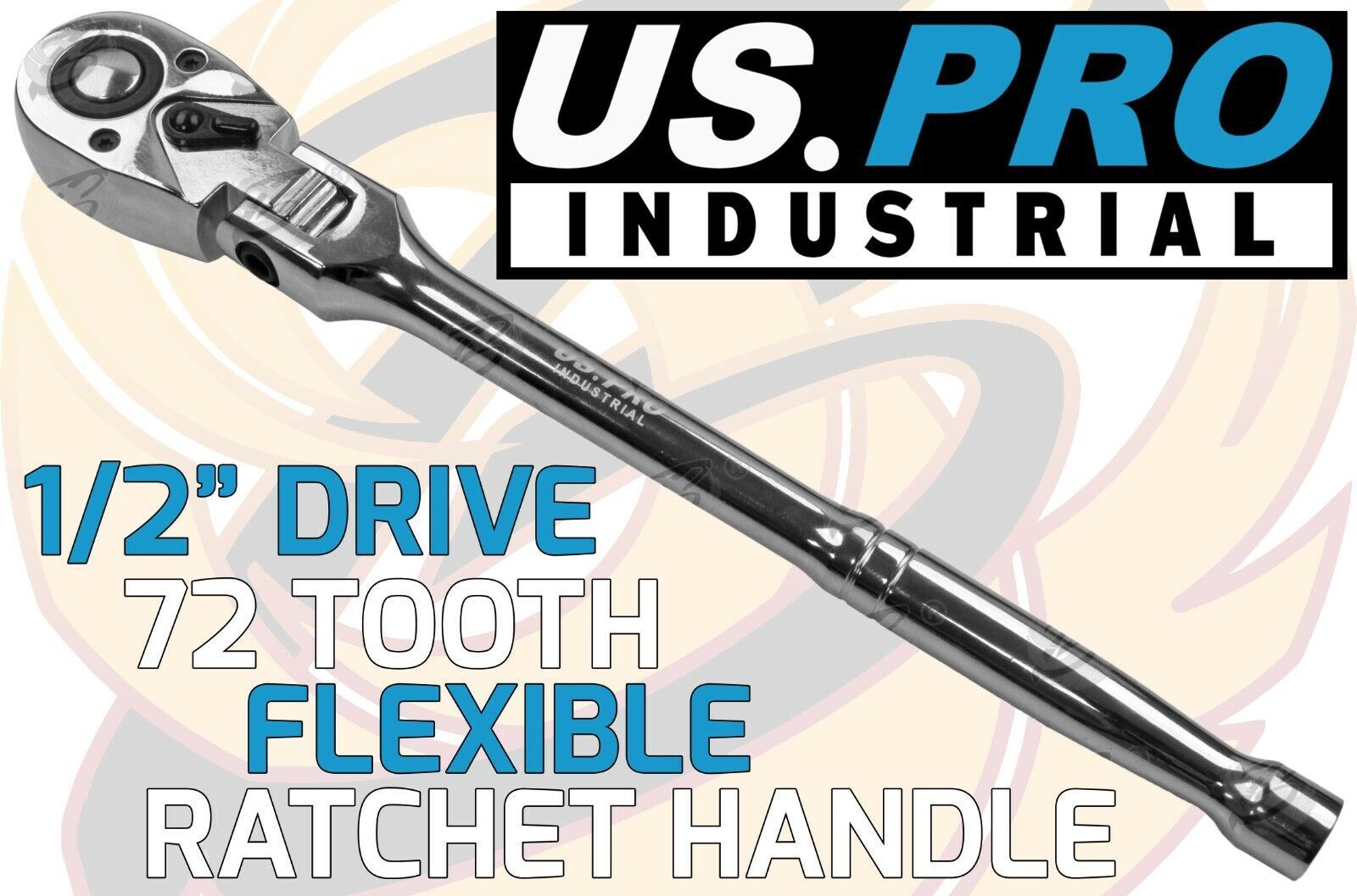 US PRO INDUSTRIAL 1/2" DRIVE 72 TOOTH FLEXIBLE RATCHET HANDLE