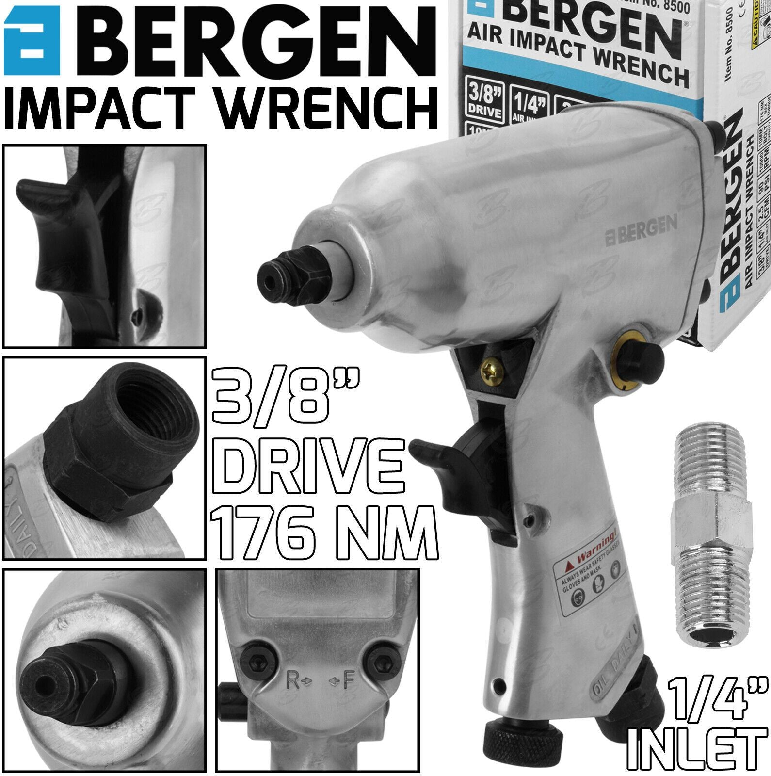 BERGEN 3/8" DRIVE AIR IMPACT WRENCH 176Nm