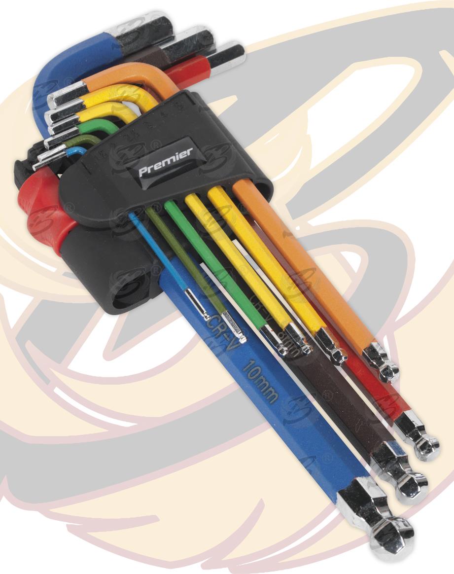 SEALEY 18PCS COLOUR CODED TAMPERPROOF TORX & BALL END HEX KEY SETS ( H1.27 - H10 ) ( T6 - T50 )